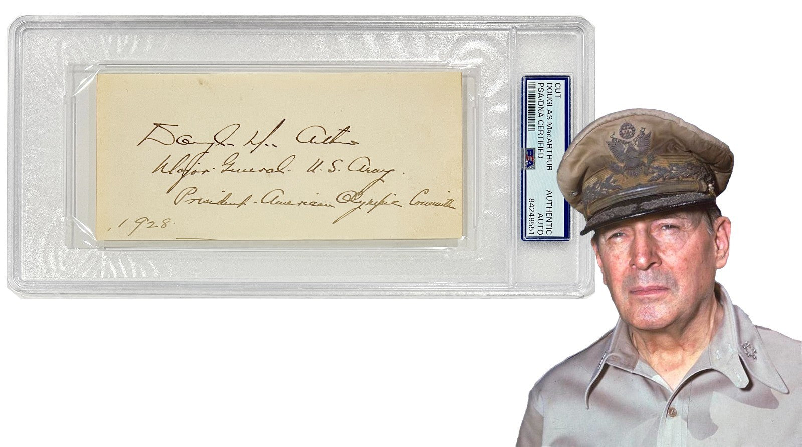 Early General Douglas MacArthur Signed & Inscribed Autograph, 1928. PSA0