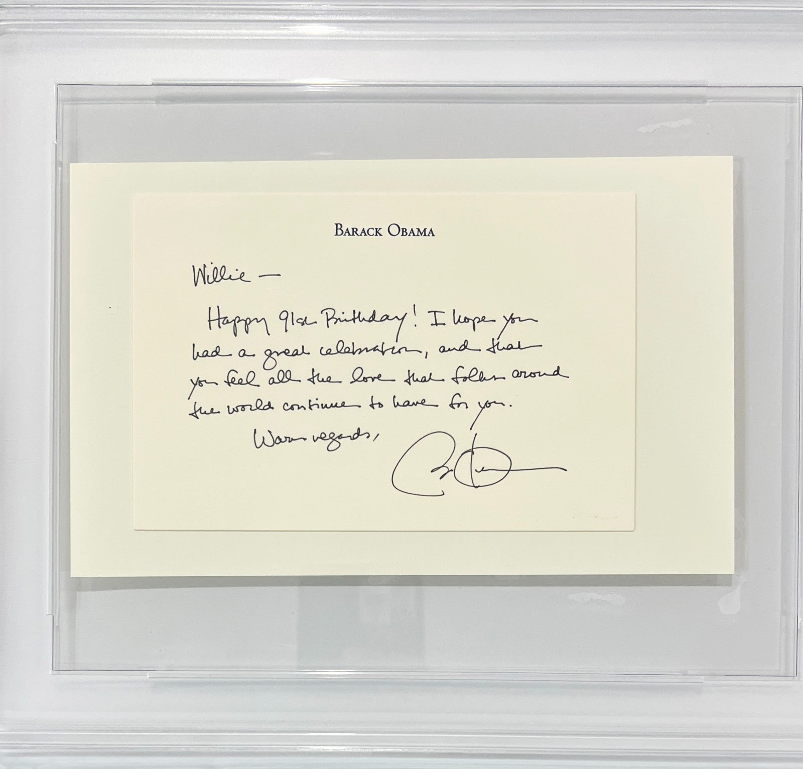 Barack Obama Handwritten & Signed Birthday Letter to Willie Mays. Mays Estate2