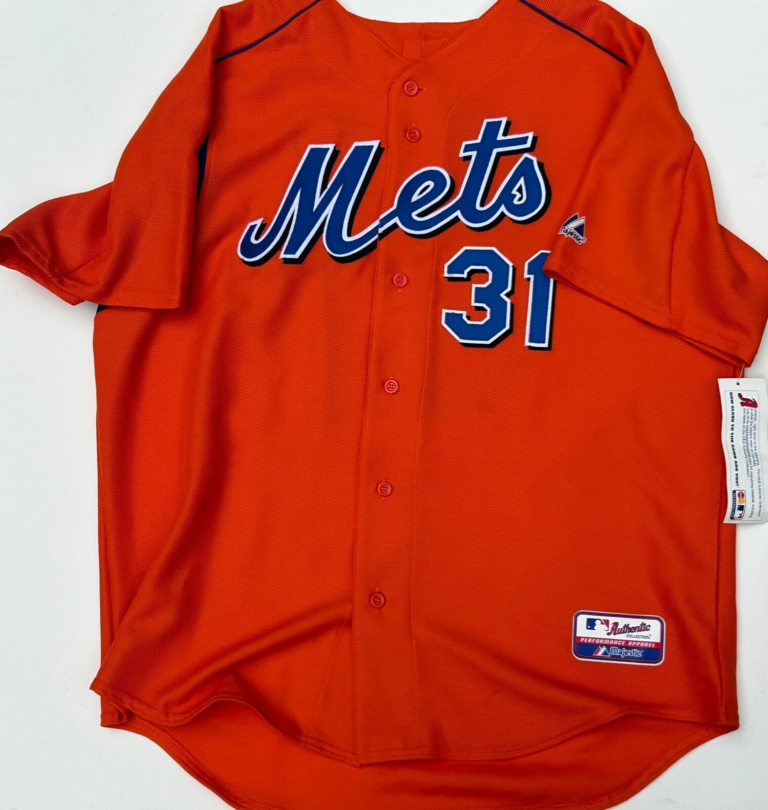 Mike Piazza Signed Jersey. Majestic. New York Mets. Auto JSA
