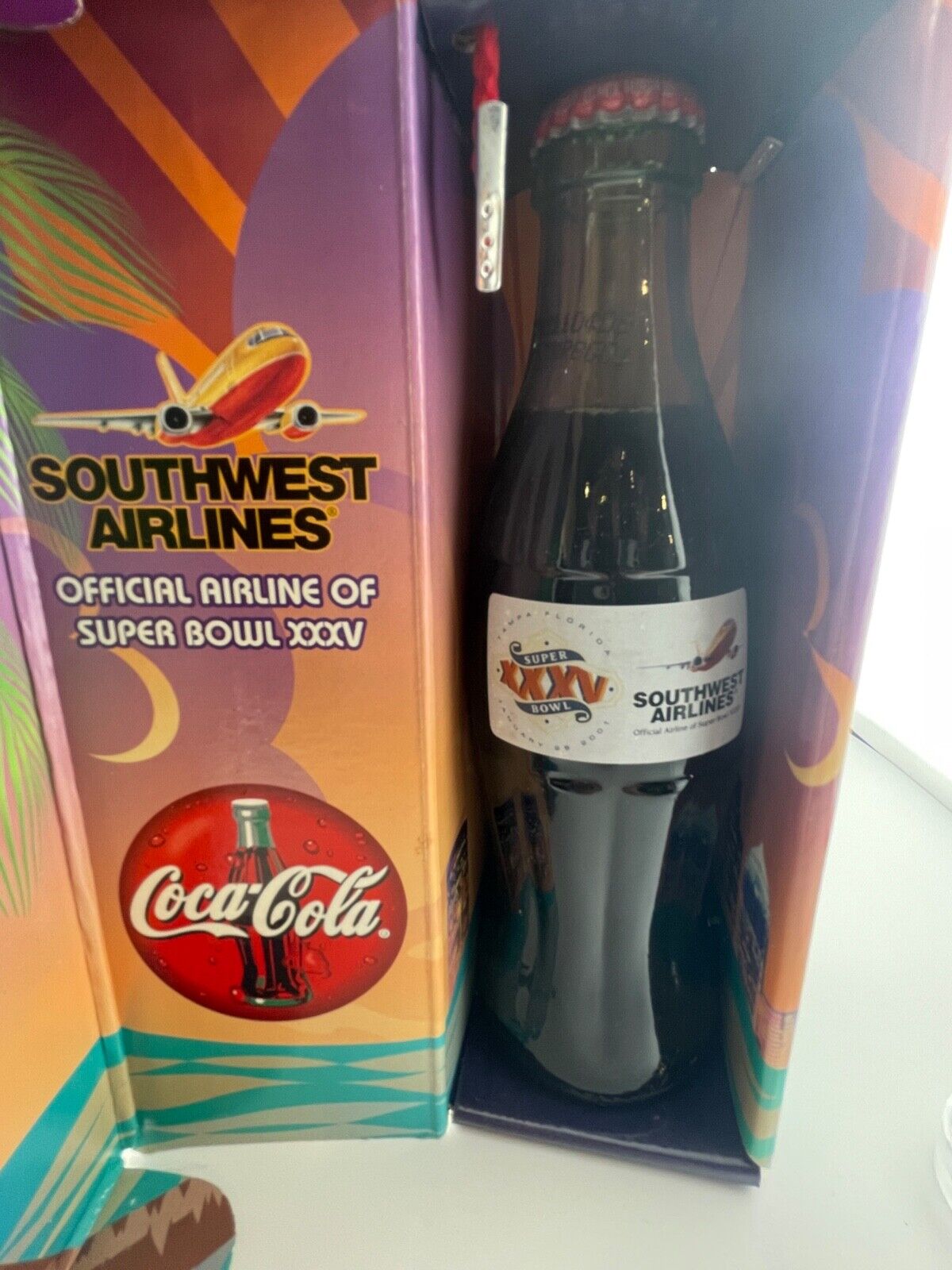 Super Bowl XXXV 2001 Coke Bottle Commemorative New in Box