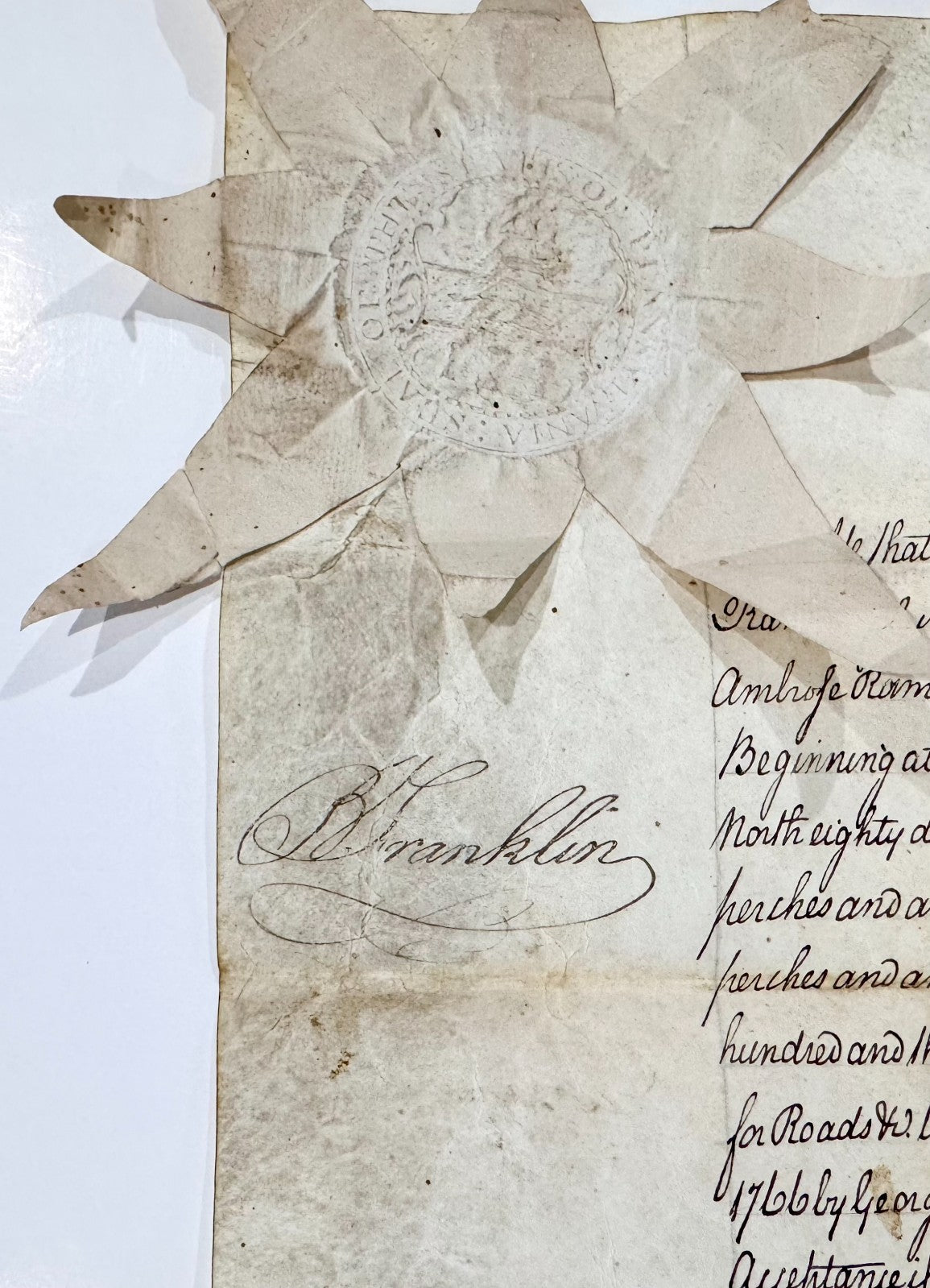 Benjamin Franklin Signed 1787 Land Patent – Constitutional Convention. Auto JSA2