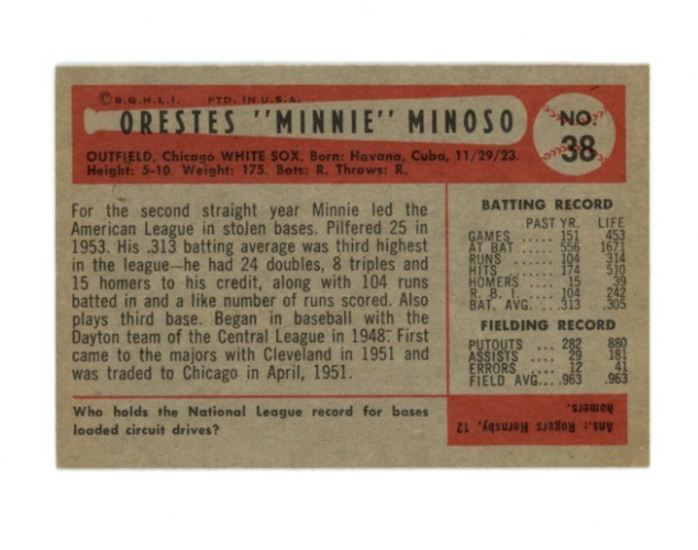 1954 Bowman Minnie Minoso