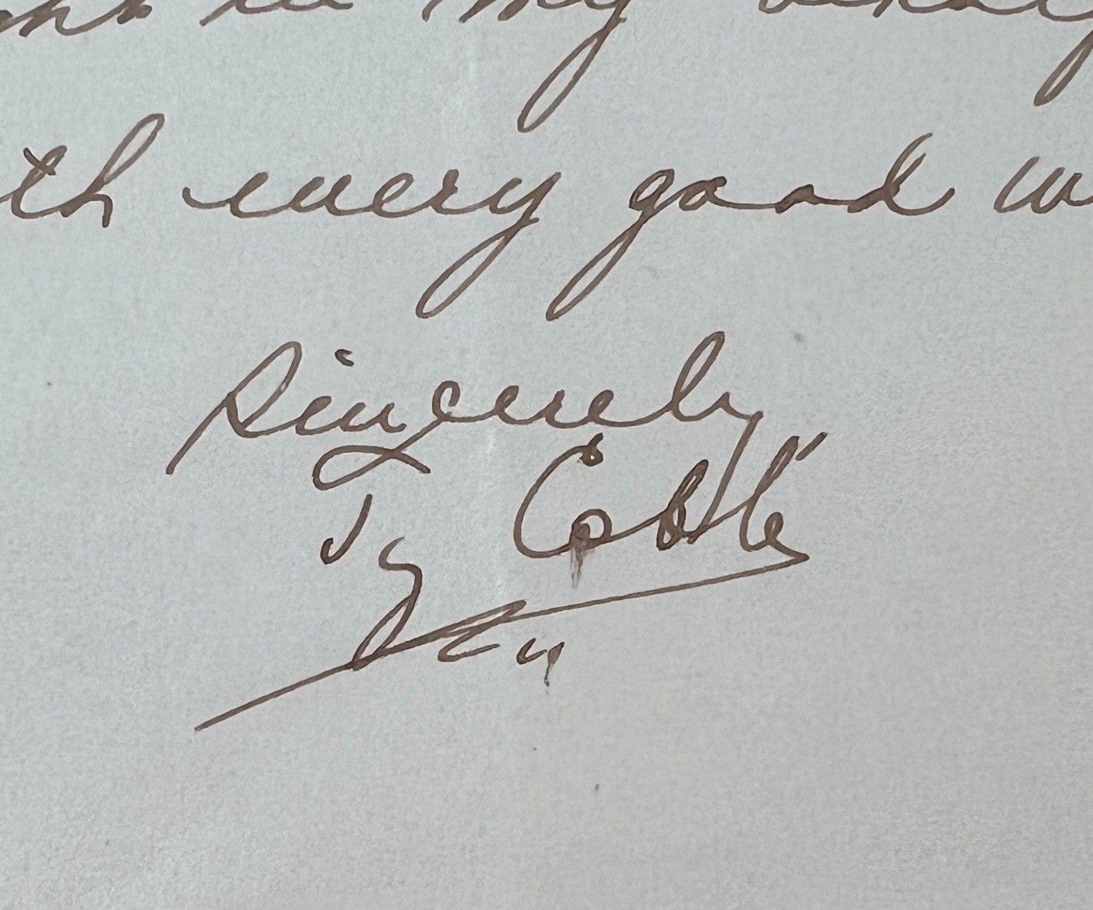 Ty Cobb Signed Letter from 1948, PSA2