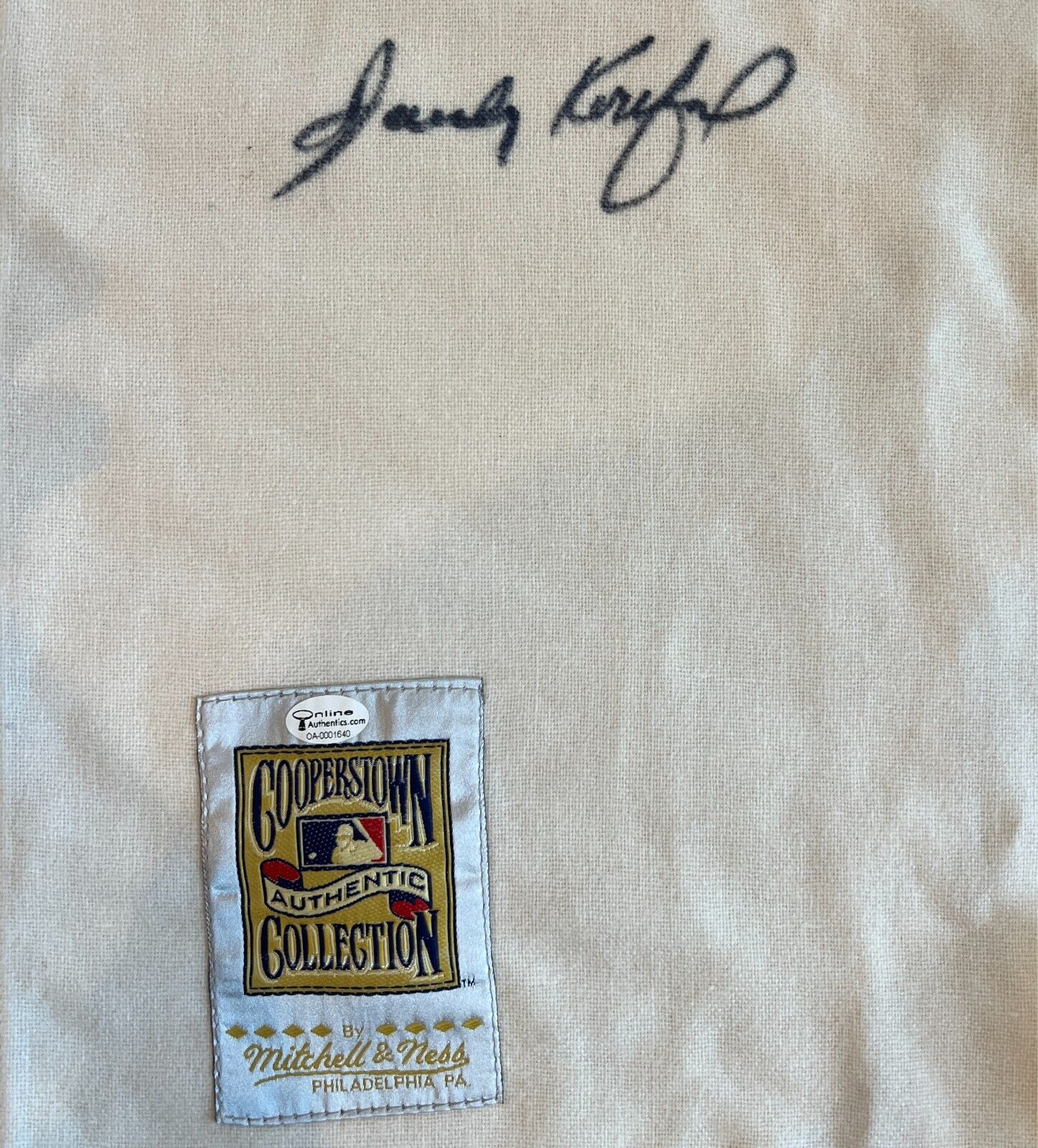 Sandy Koufax Autographed Home Jersey. JSA