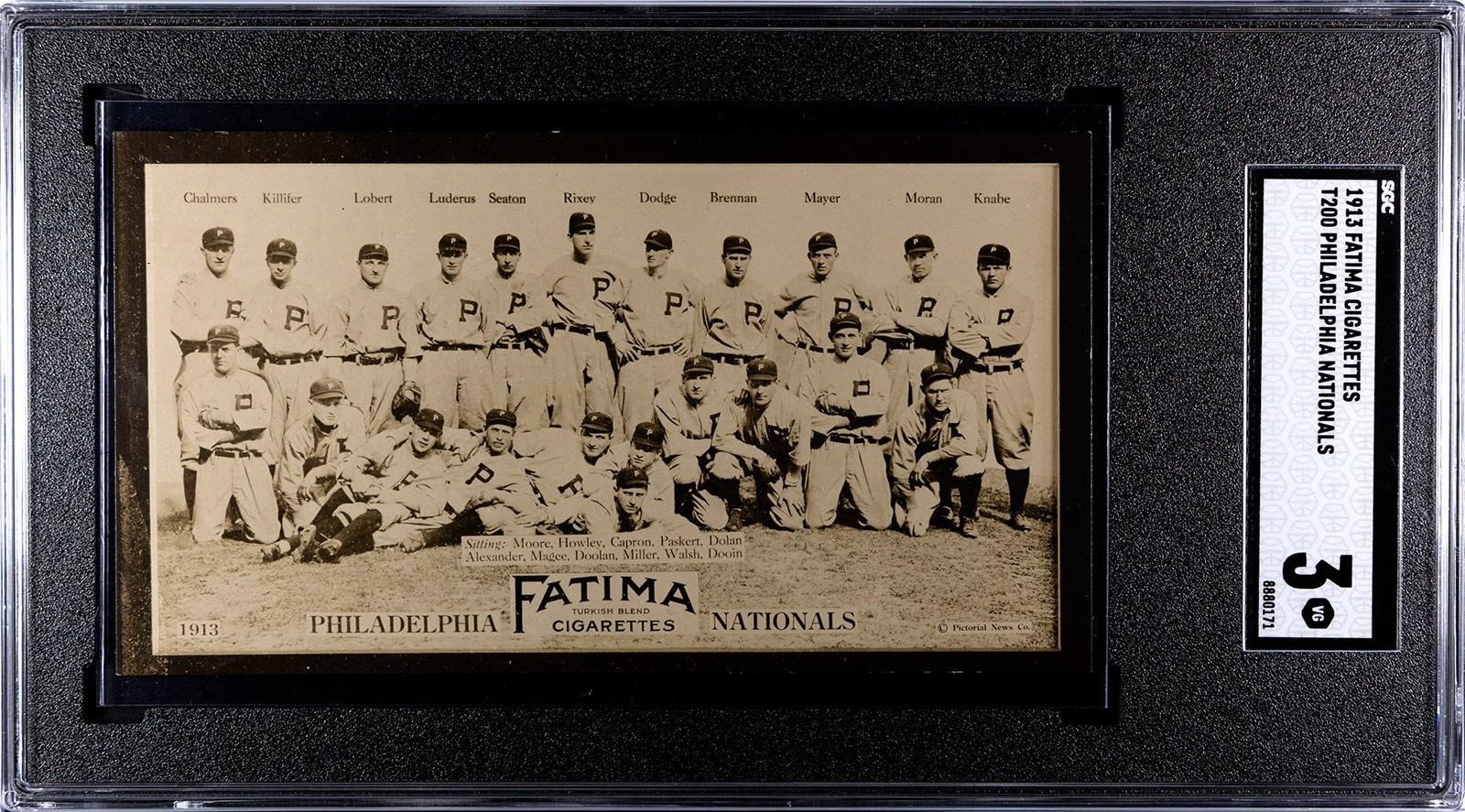 1913 Fatima T200 Philadelphia Nationals. Grover C Alexander. SGC 30