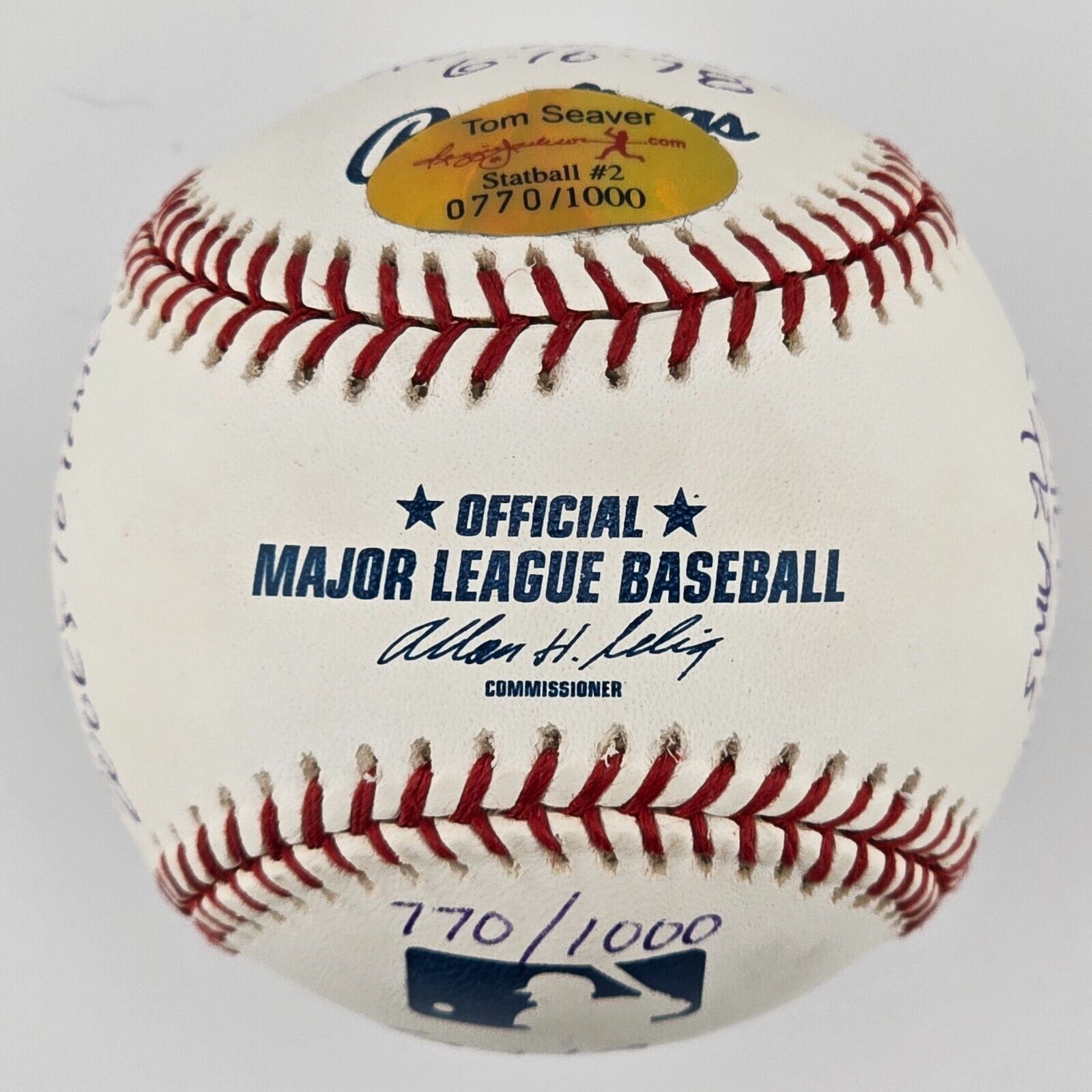 Tom Seaver Signed & Stats Inscribed Baseball. Limited Edition