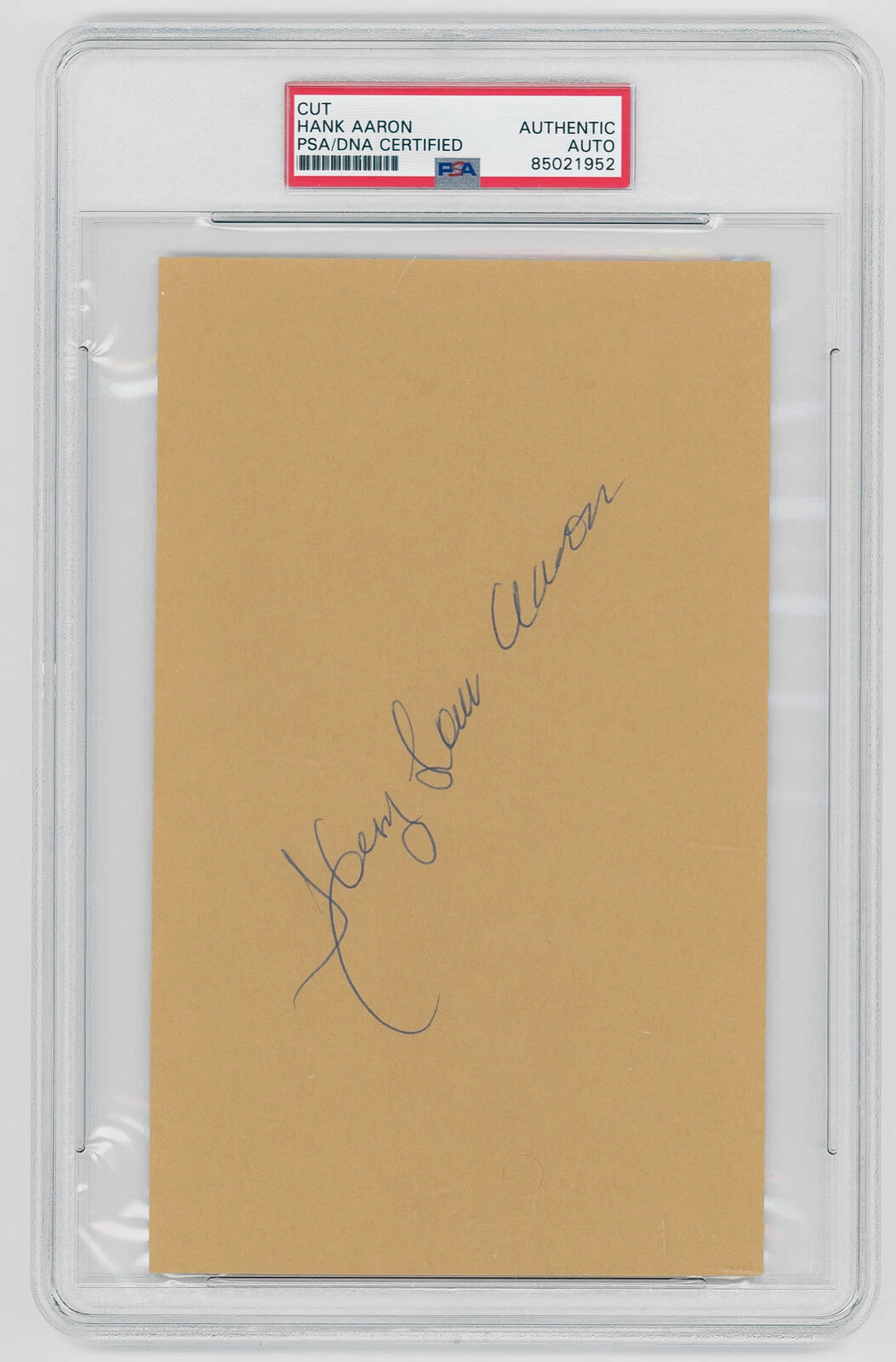 Hank Aaron Rare Full Name Signature Autograph Display. PSA
