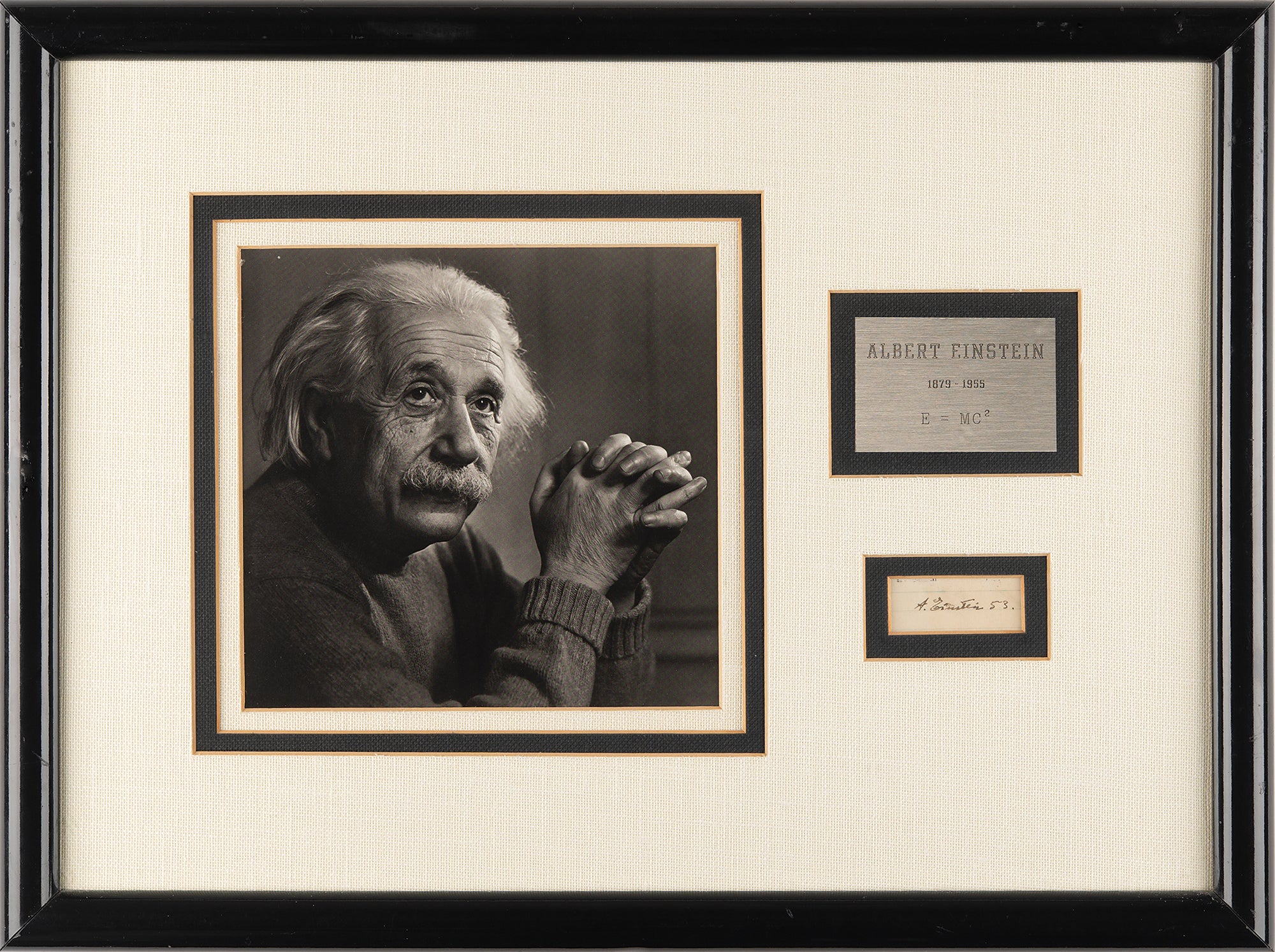 Rare Albert Einstein Signed Autograph Display. JSA