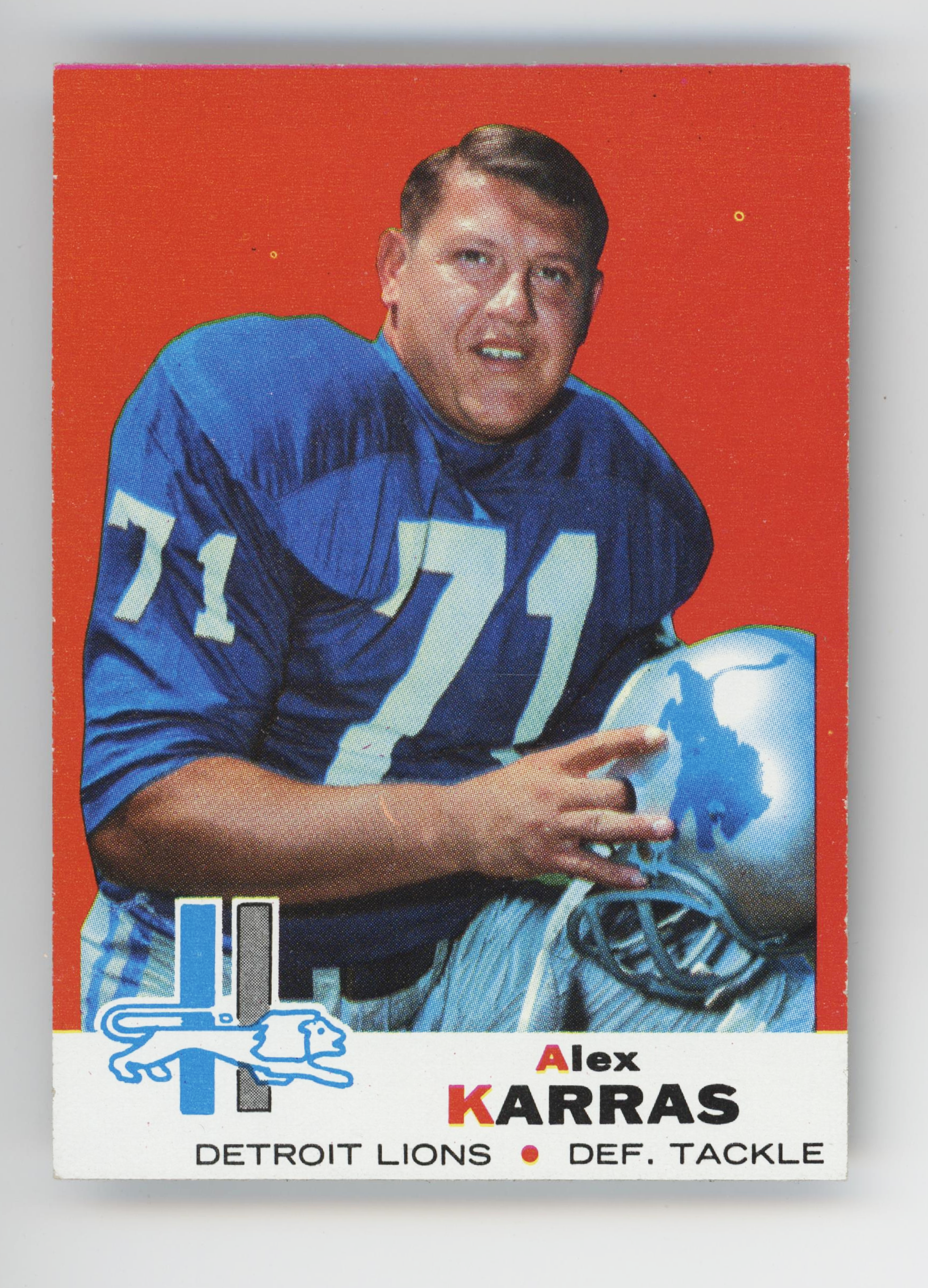 Alex Karras 1969 Topps Card. Detroit Lions