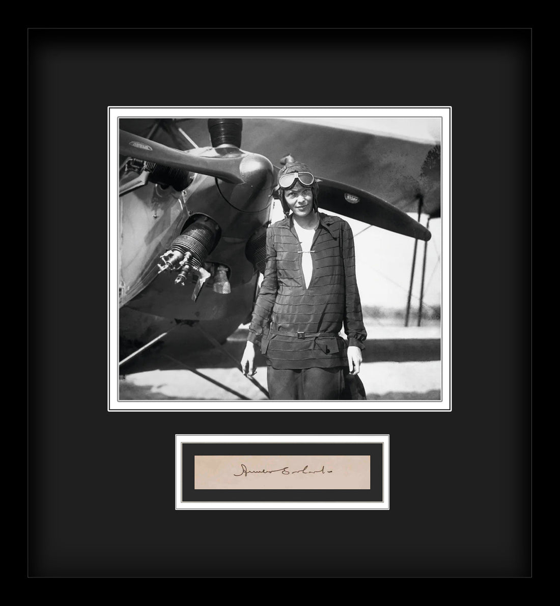 Amelia Earhart Signed Autograph Display. Auto JSA