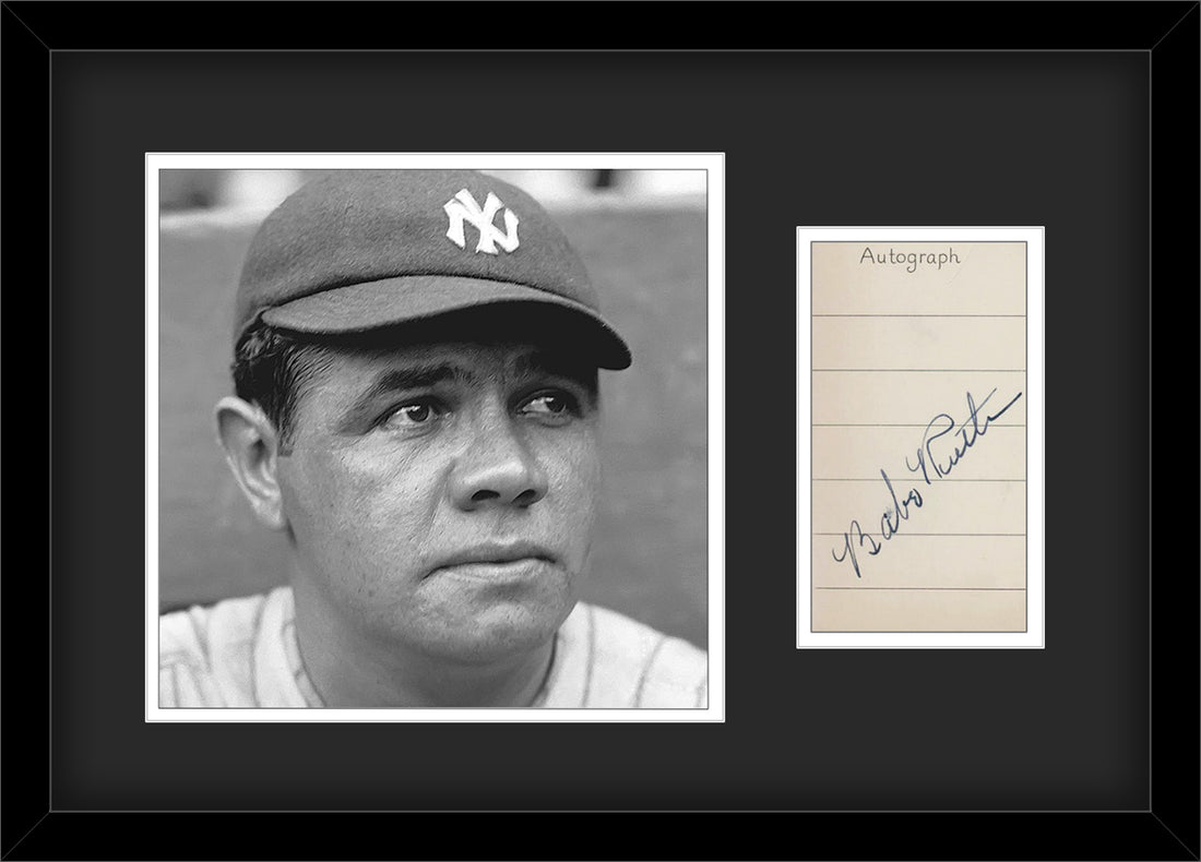 Babe Ruth Signed Autograph Display. PSA