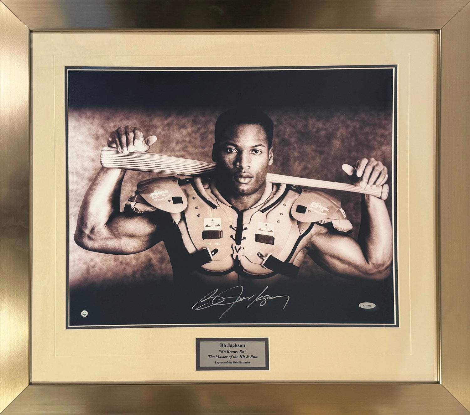 Bo Jackson Signed 16" x 20" Photo, Rare "Bo Knows" Image. TriStar