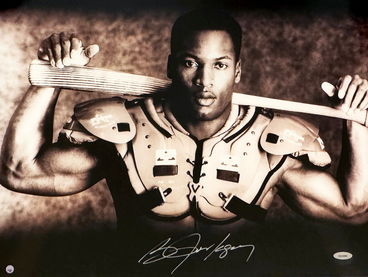 Bo Jackson Signed 16" x 20" Photo, Rare "Bo Knows" Image. TriStar
