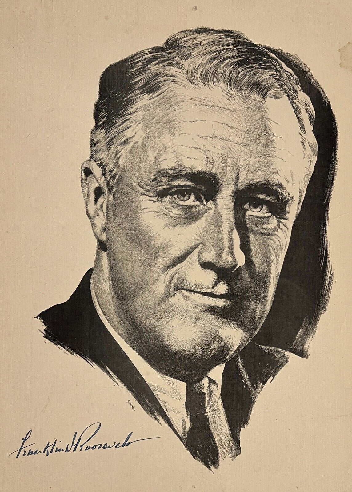 Franklin Delano Roosevelt Signed Presidential Photo Print. 1935 FDR. JSA Auto.