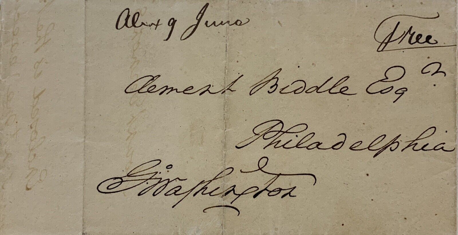 1797 George Washington Signed Envelope, Free Frank with Wax Seal. PSA