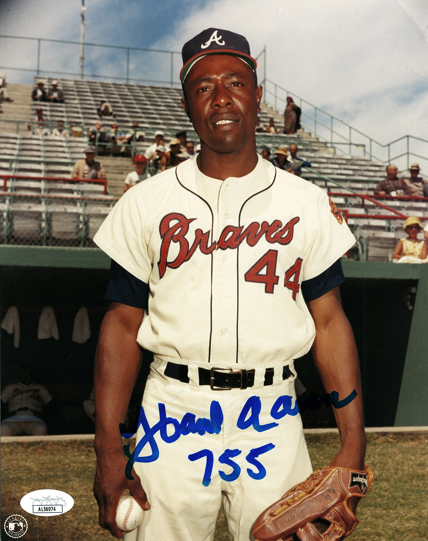 Hank Aaron Signed 8x10 Photo, Inscribed "755". Auto JSA