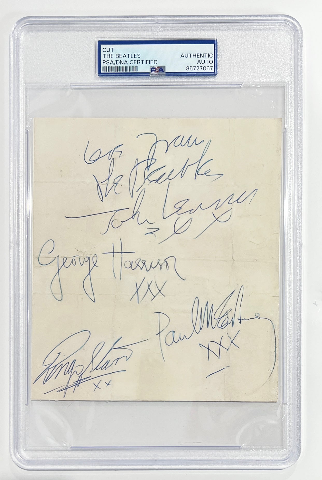 1963 Beatles Autograph. John Lennon, Paul McCartney, Harrison, Ringo. Caiazzo