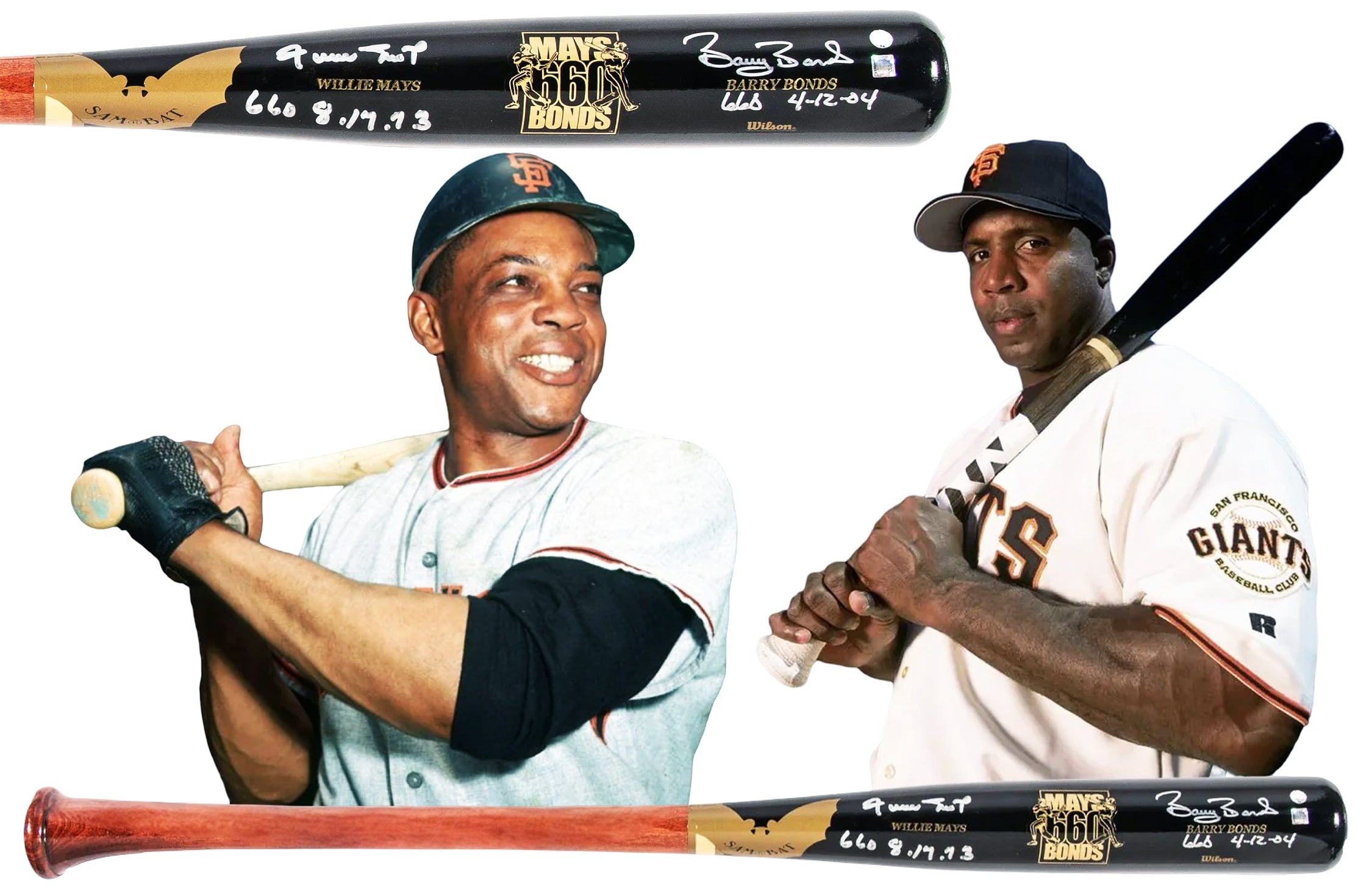 Rare Willie Mays & Barry Bonds Dual Signed Limited Edition Bat from Mays Estate.