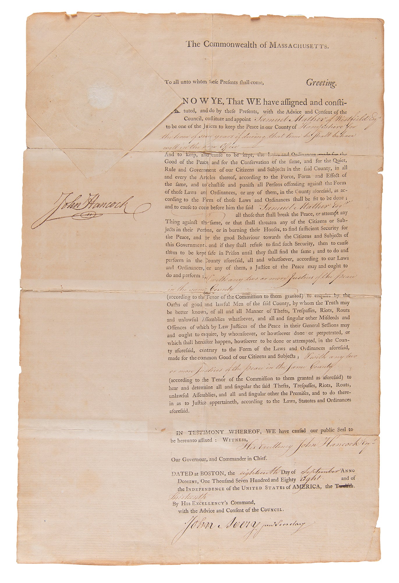 John Hancock Signed Document