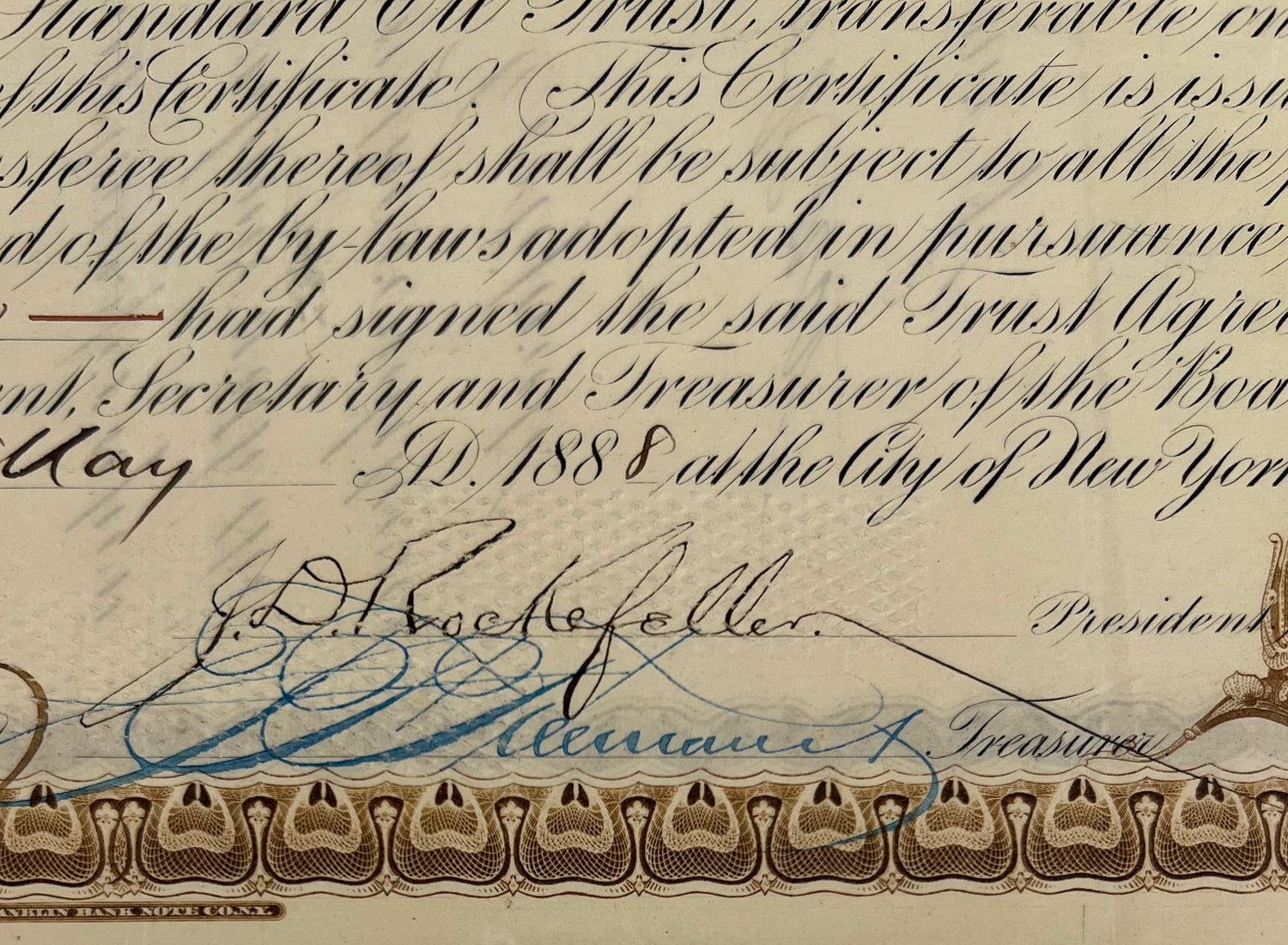 John D. Rockefeller Signed Standard Oil Stock Certificate. Signature Autograph