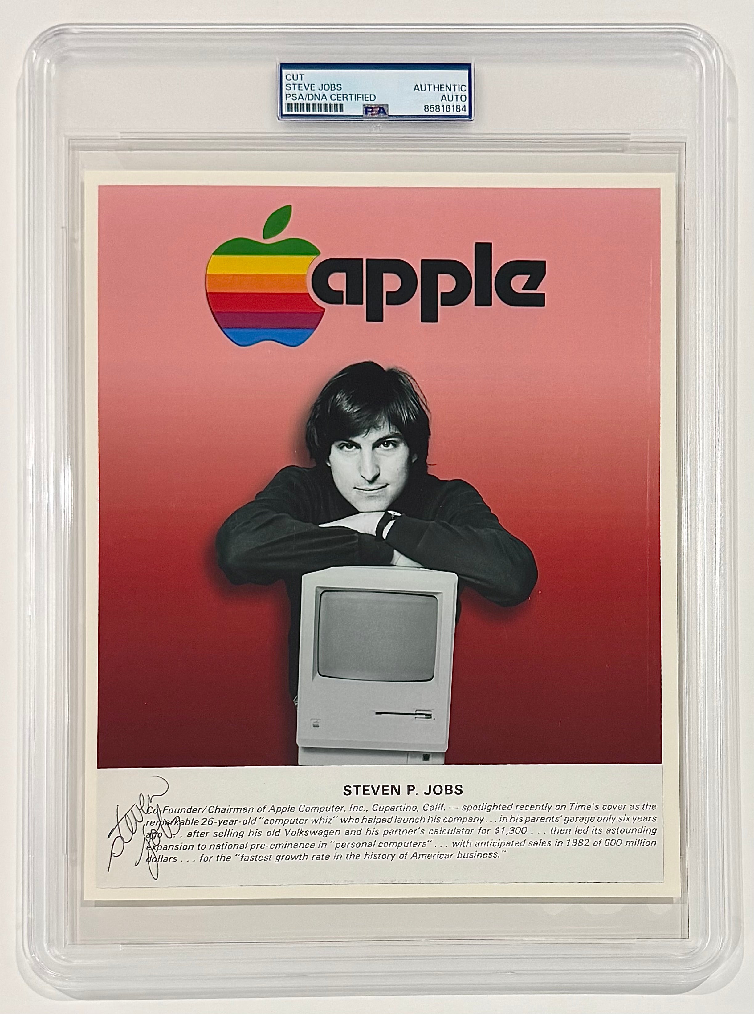 Steve Jobs Signed, Rare Autograph. c.1982 Early Apple. PSA