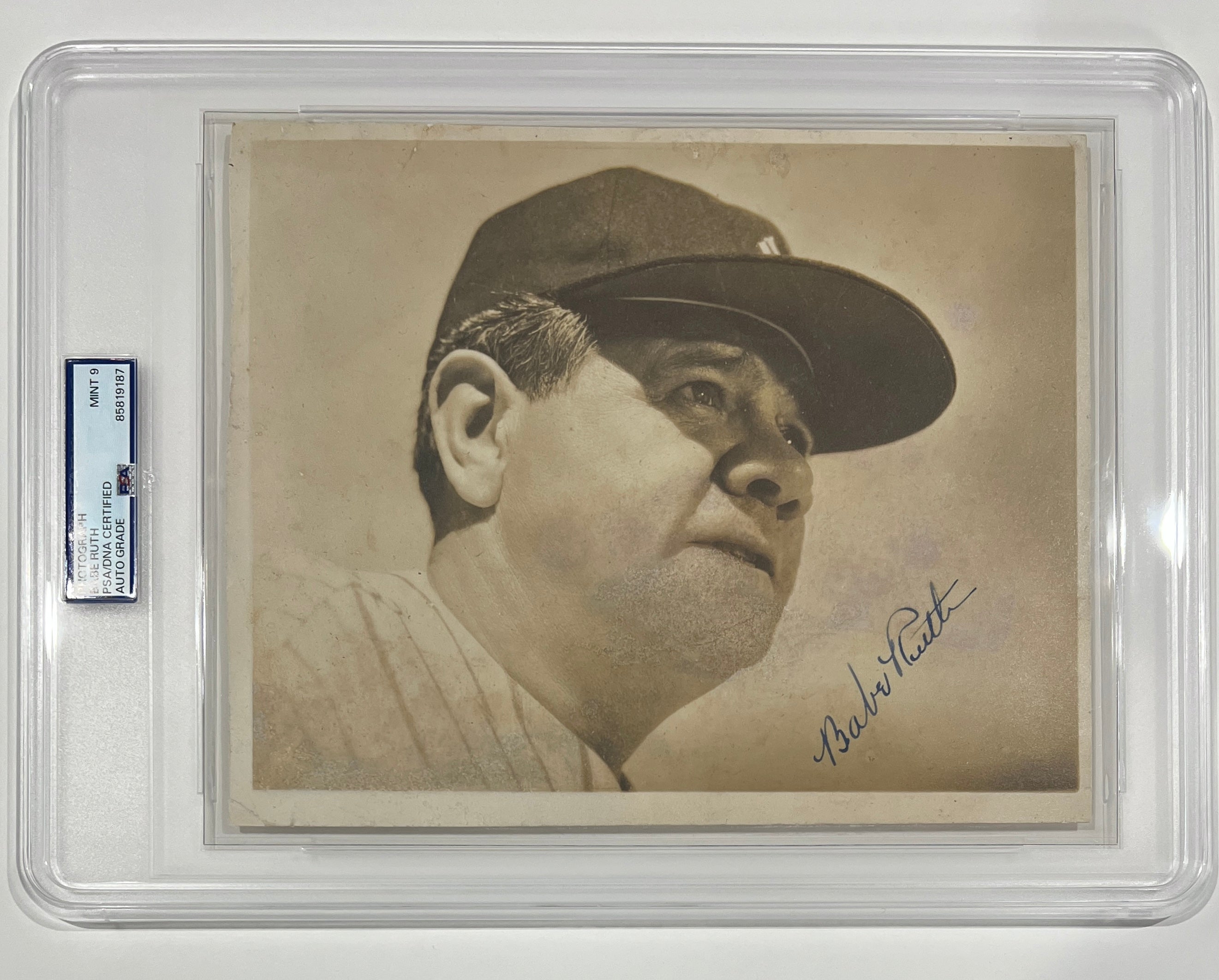 Babe Ruth Signed Photograph, 8x10. Outstanding Oversized, PSA Mint 9