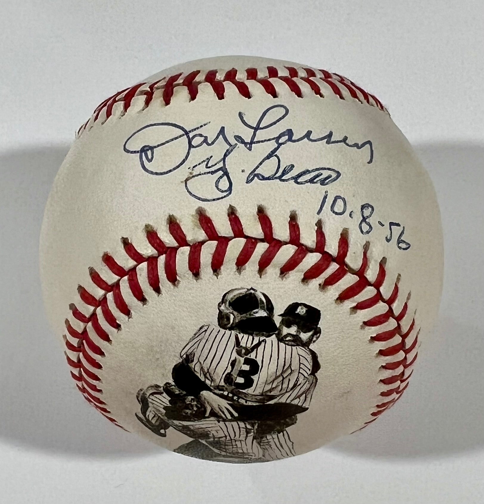 Don Larsen and Yogi Berra Signed Photo Baseball, WS Perfect Game Inscribed PSA