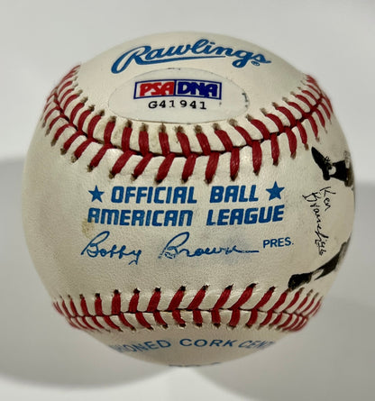 Don Larsen and Yogi Berra Signed Photo Baseball, WS Perfect Game Inscribed PSA