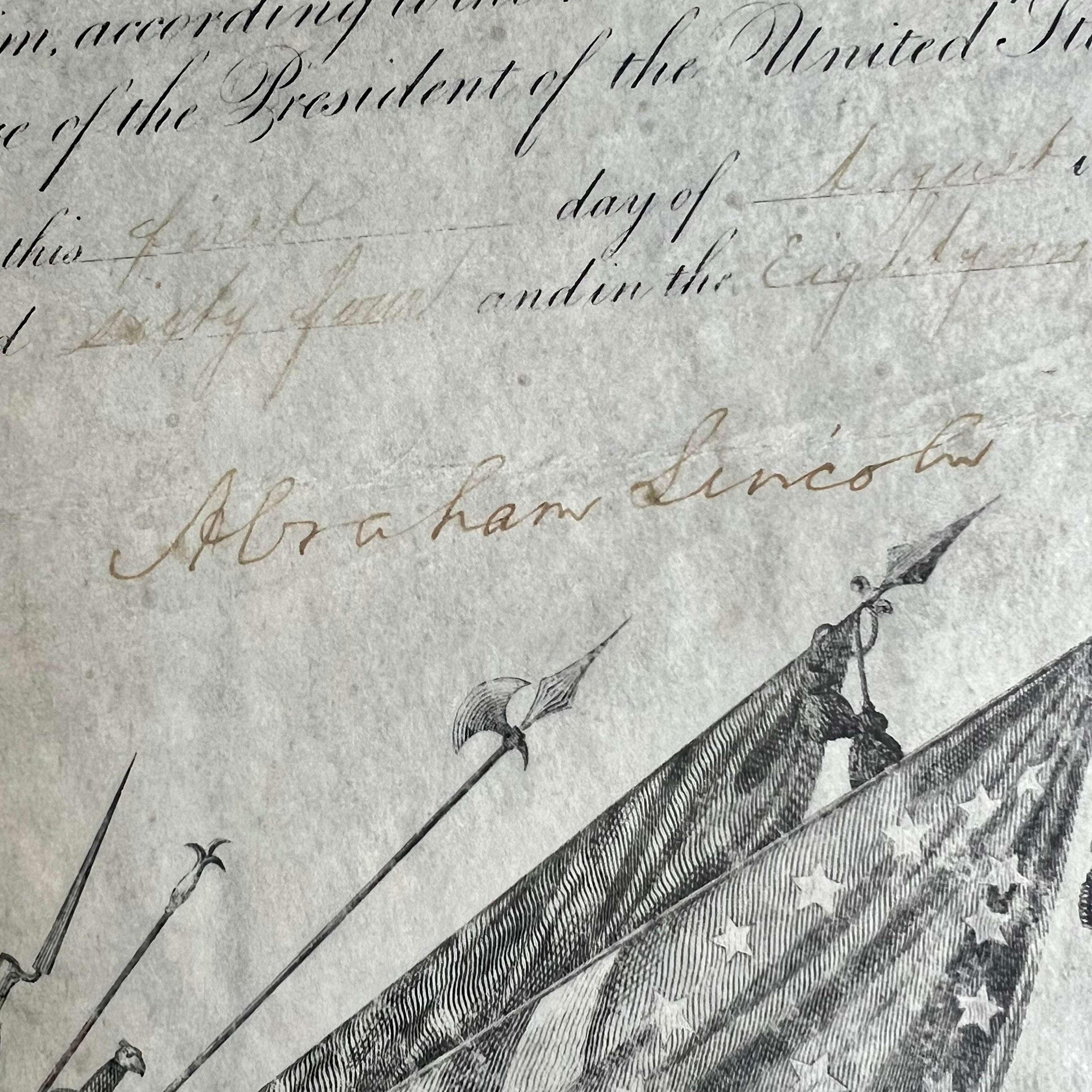 1864 Abraham Lincoln Signed Civil War Document PSA