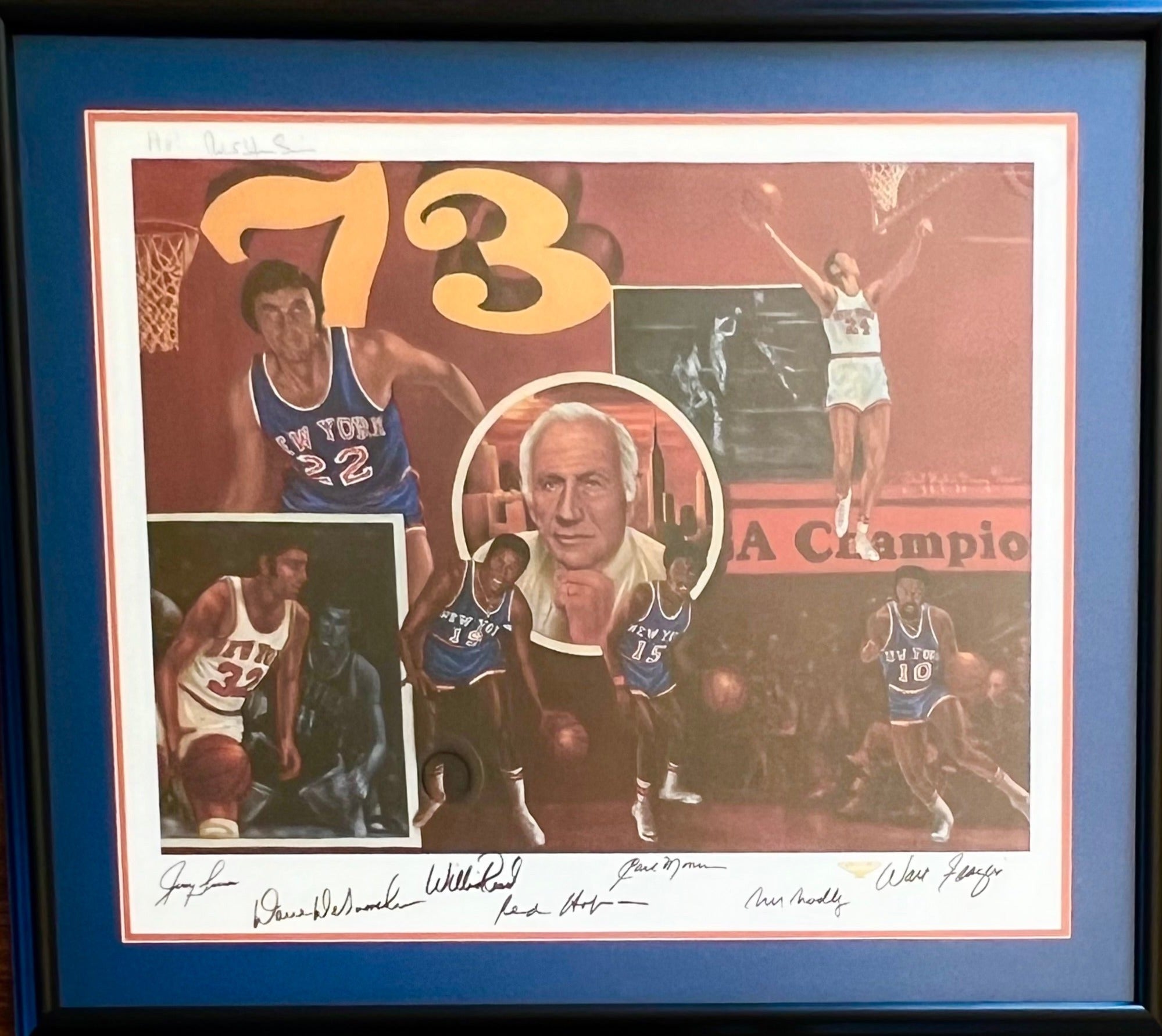 1973 New York Knickerbockers NY Knicks Team Signed 16x20 Photo Auto Frazier COA