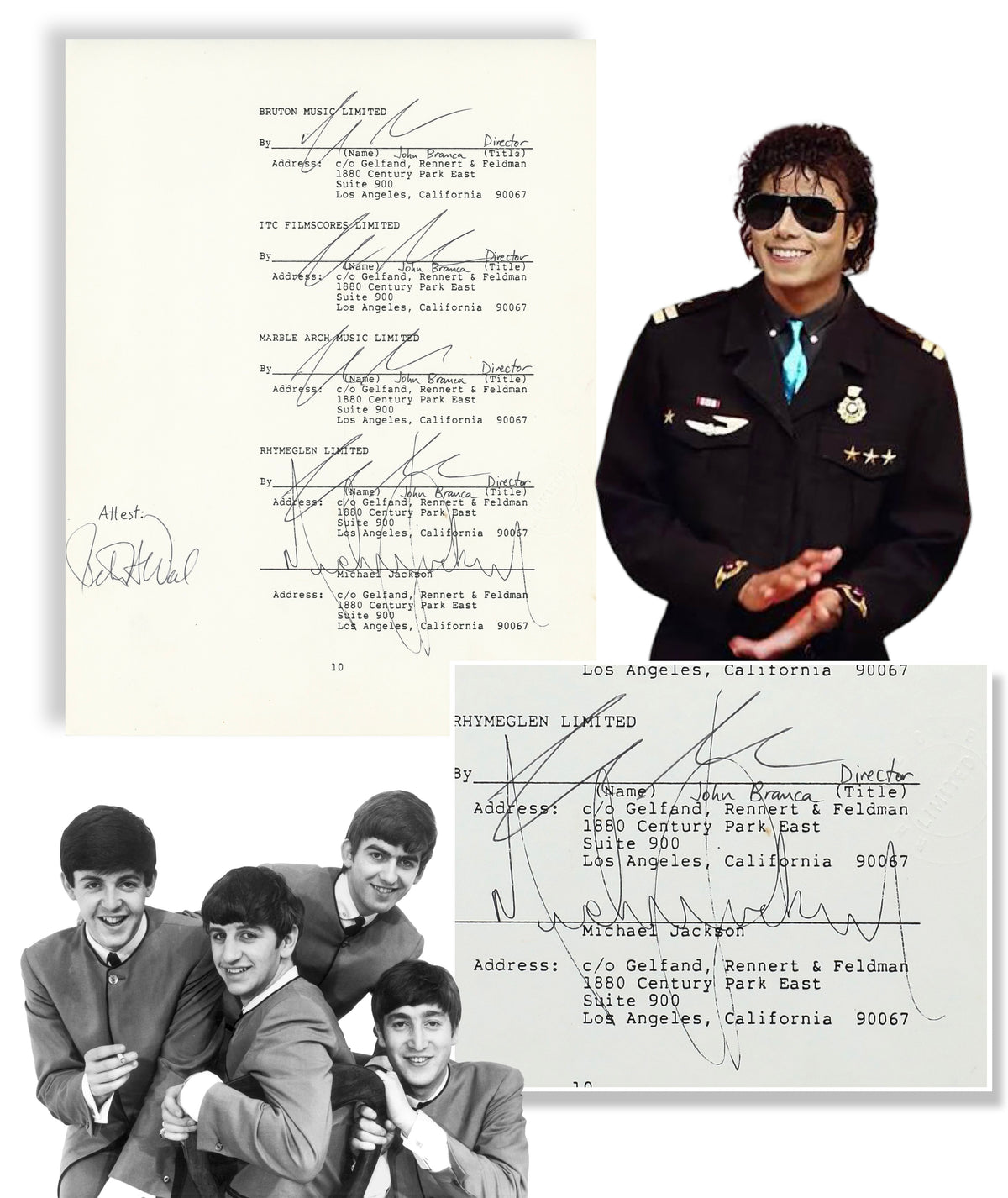Michael Jackson Signed 1985 Beatles Music Catalog Purchase Document