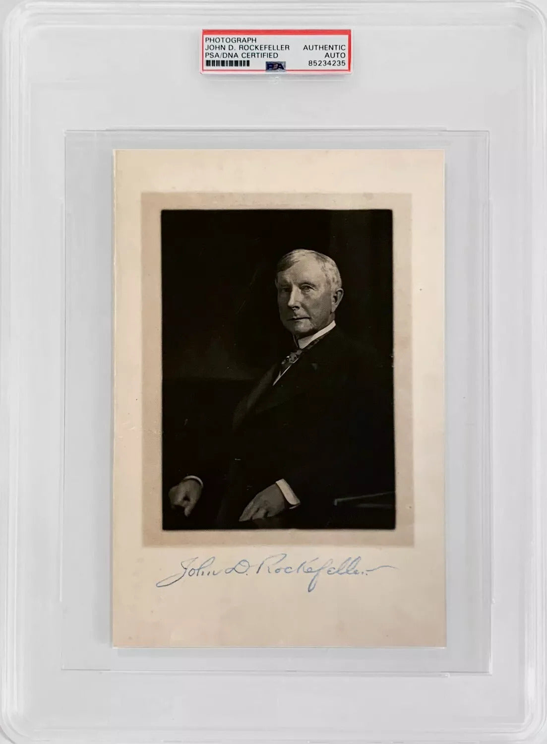 Rare John D Rockefeller Signed Photo, Full Name Signature. Auto PSA