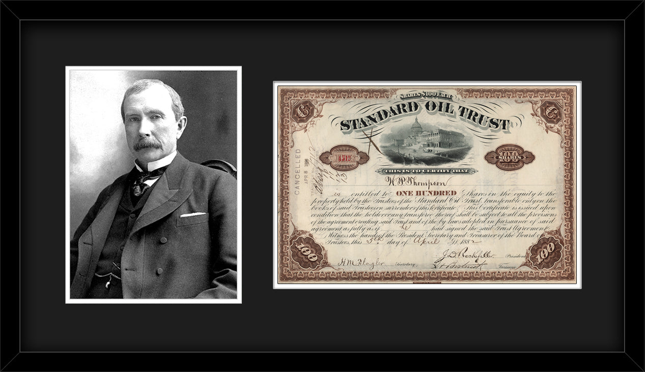 John D. Rockefeller Signed Standard Oil Trust Stock Certificate.