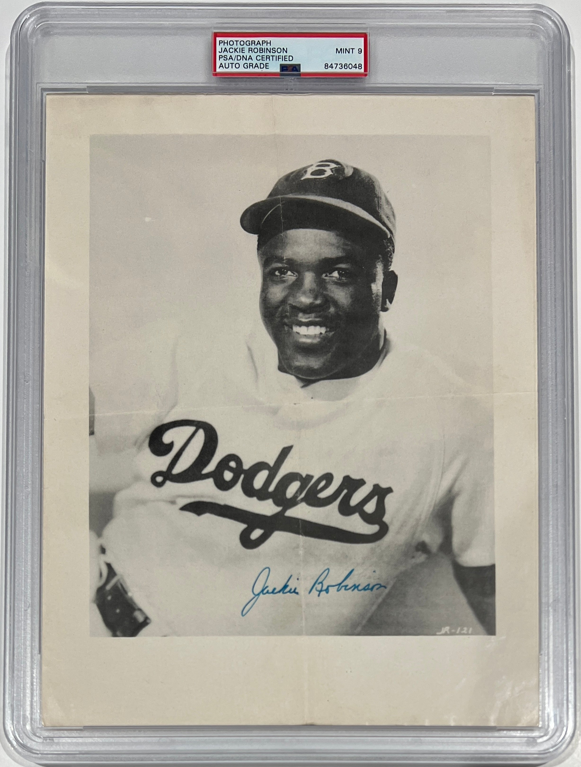Rare Jackie Robinson Signed Photo. PSA Auto Grade Mint 9