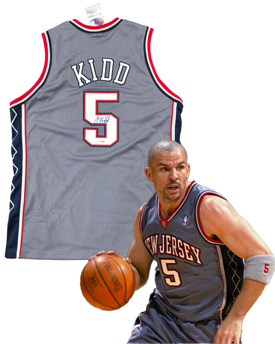 Jason Kidd New Jersey Nets Signed Jersey, Champion Authentic. NWT Size 48. JSA