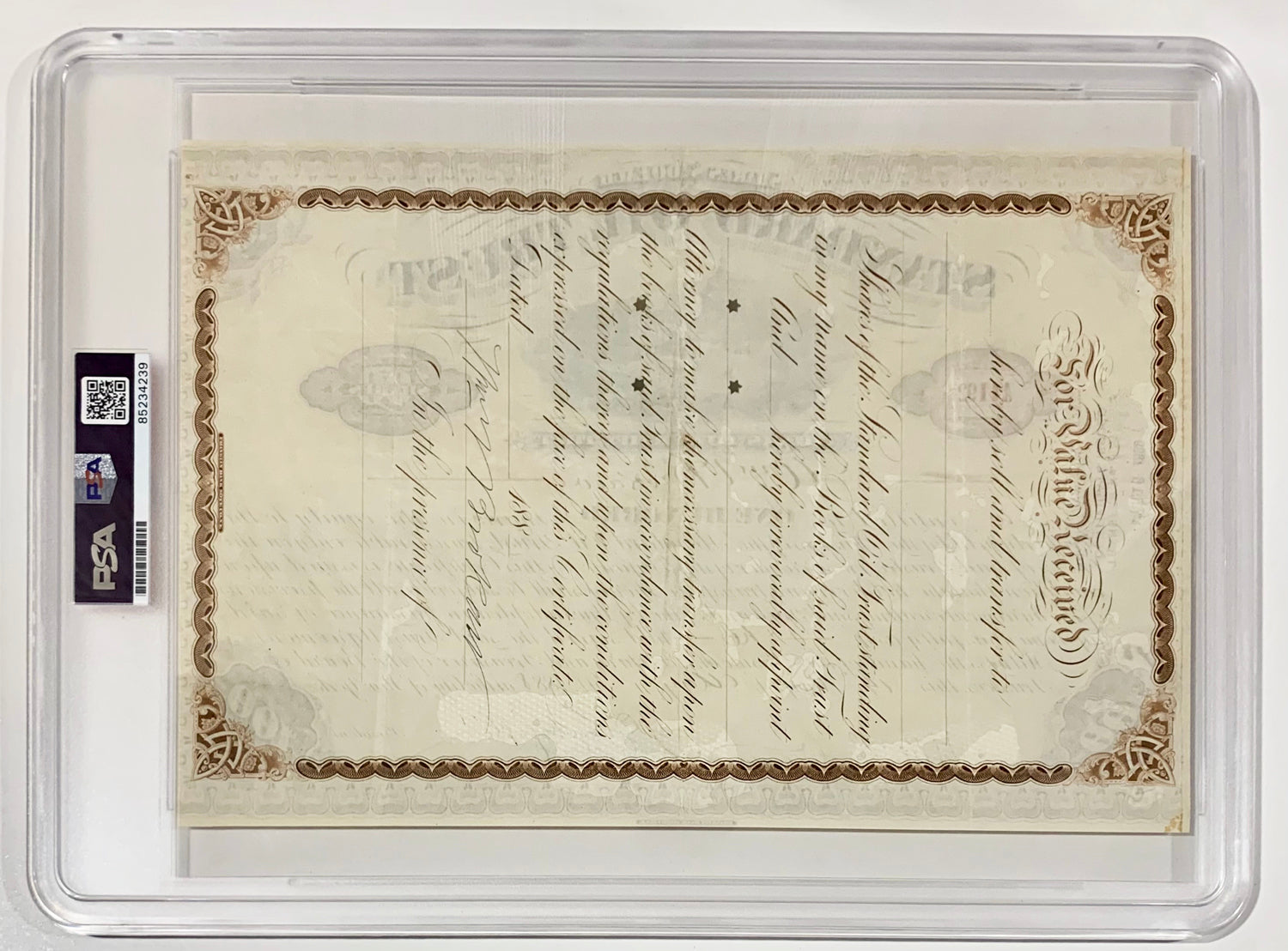 John D Rockefeller Signed Stock Certificate, 1888 Standard Oil. PSA