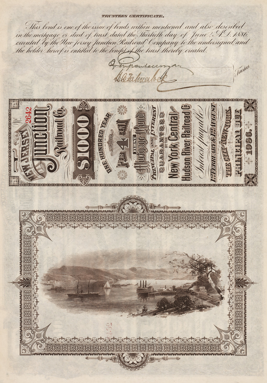 JP Morgan Signed Railroad Stock Certificate. Rare Autograph. JSA