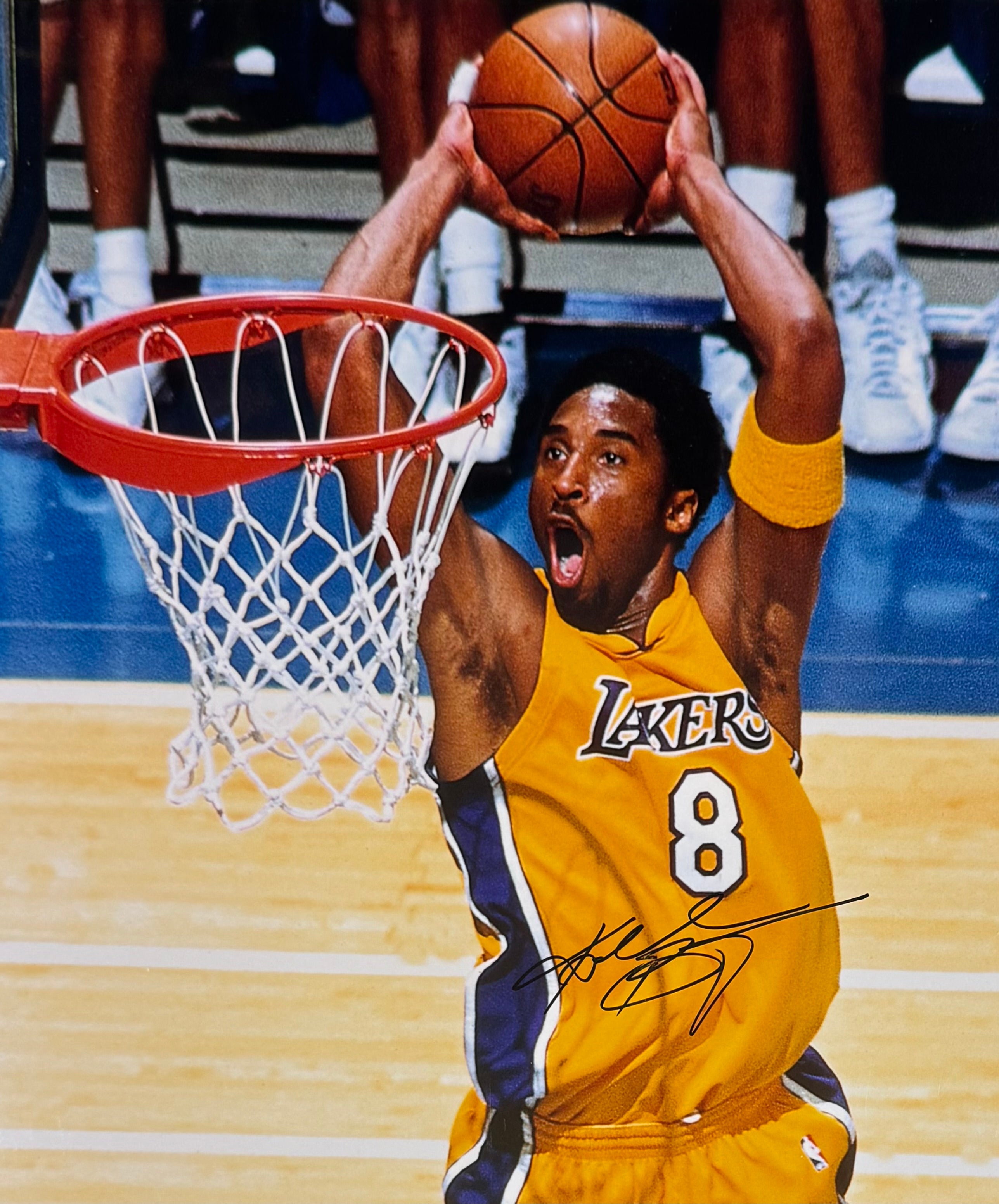 Kobe Bryant Signed & Framed 16"x20" Photo, Early Rookie Era. Slam Dunk. PSA & Beckett