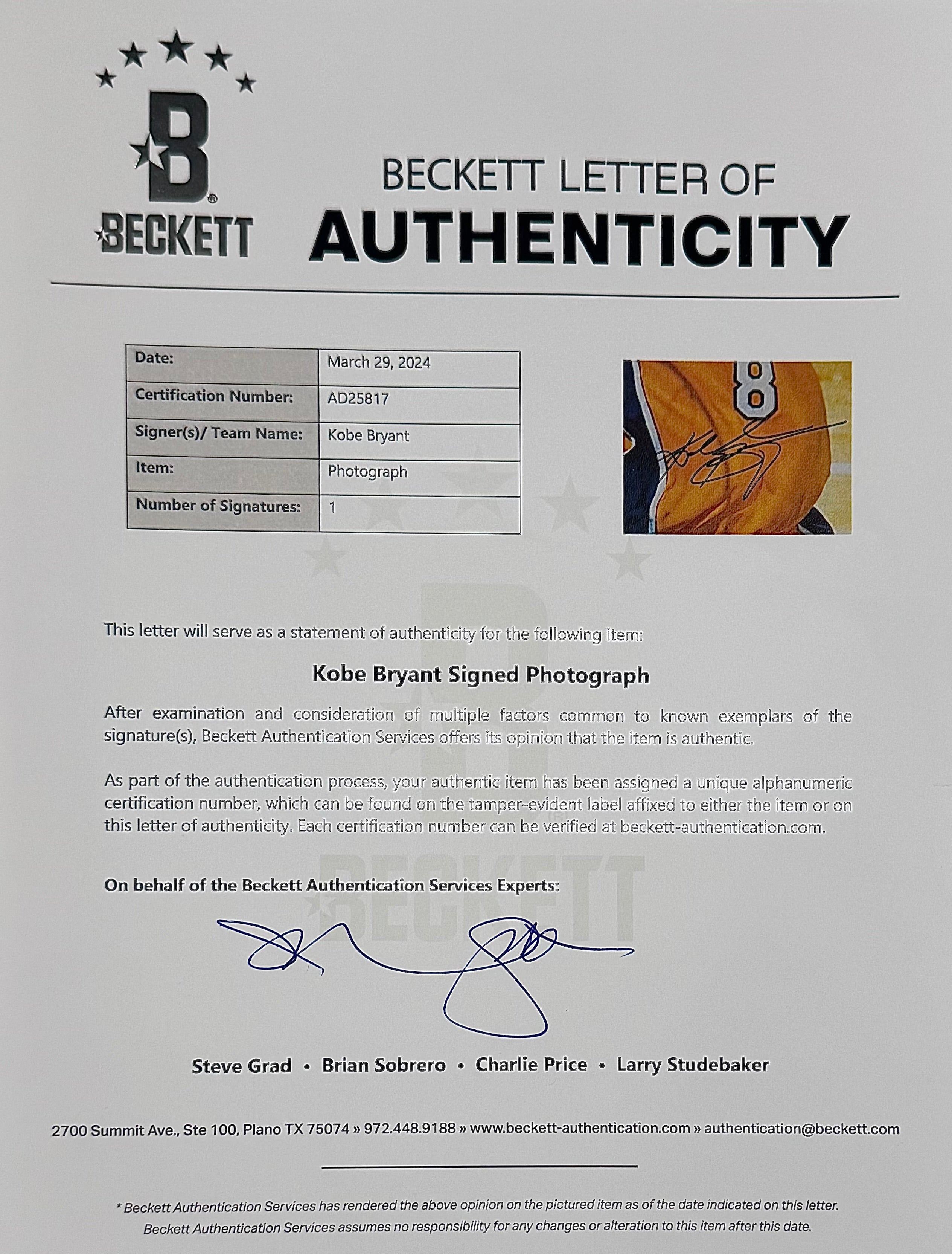 Kobe Bryant Signed & Framed 16"x20" Photo, Early Rookie Era. Slam Dunk. PSA & Beckett