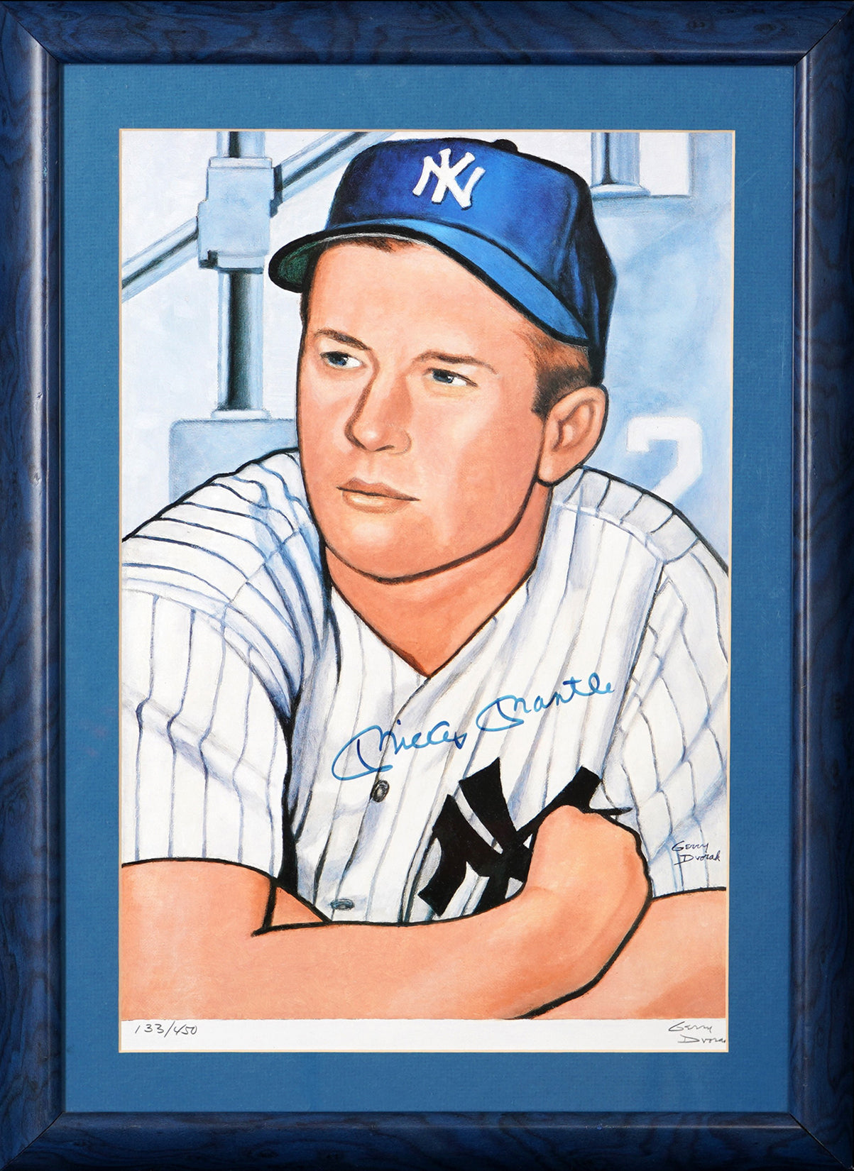 Mickey Mantle Signed Oversized 1952 Bowman Photo. Limited Edition. Auto JSA