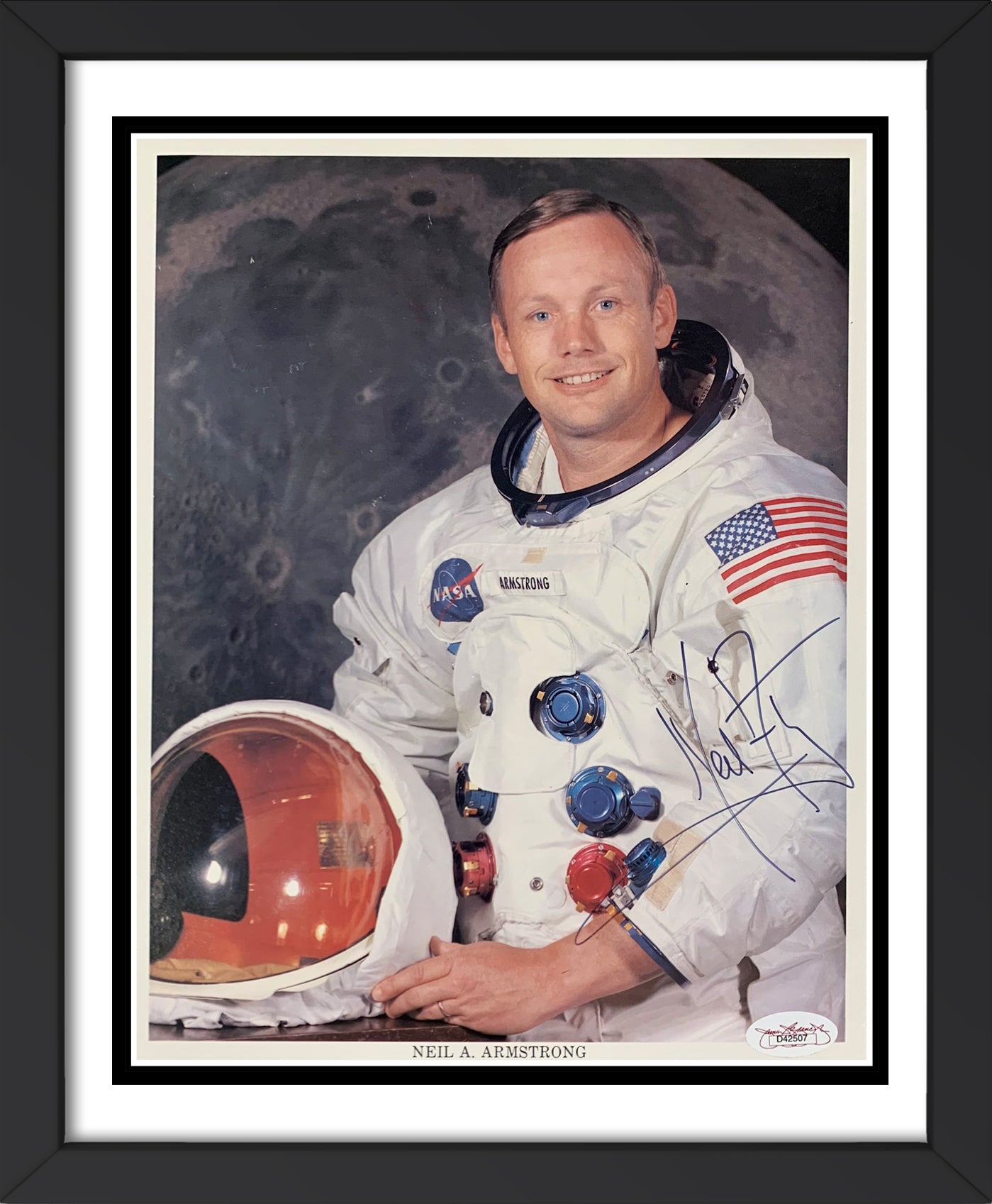 Neil Armstrong Signed & Framed NASA Photo. JSA
