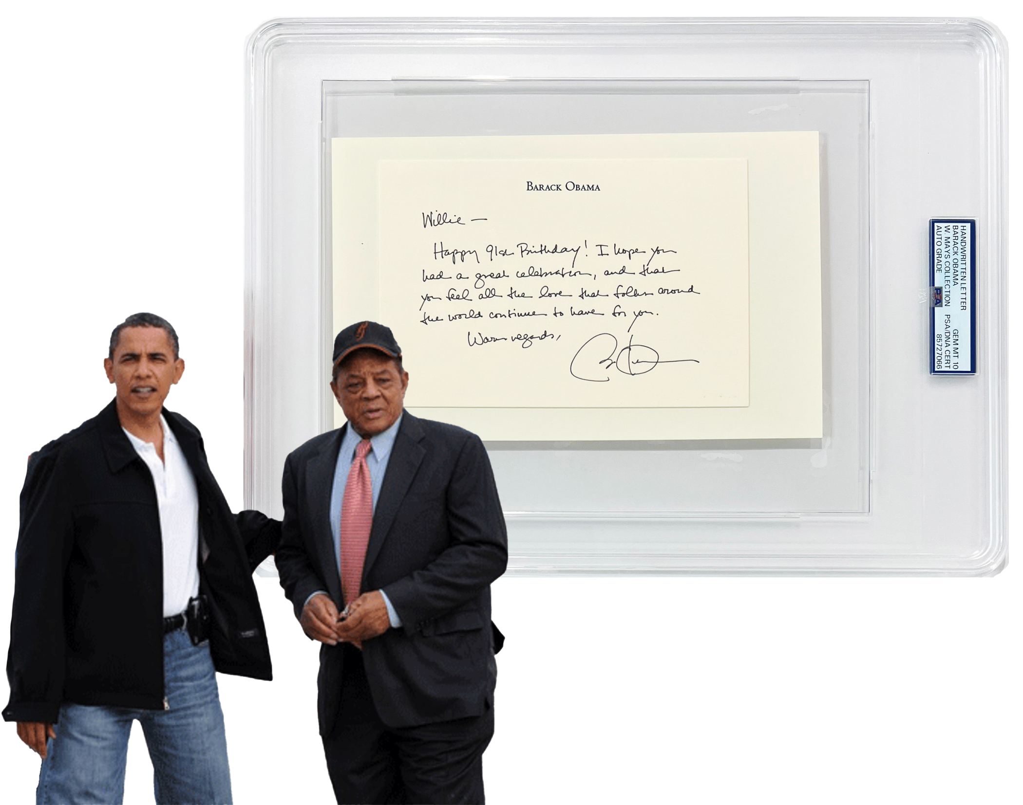 Barack Obama Handwritten & Signed Birthday Letter to Willie Mays. Mays Estate