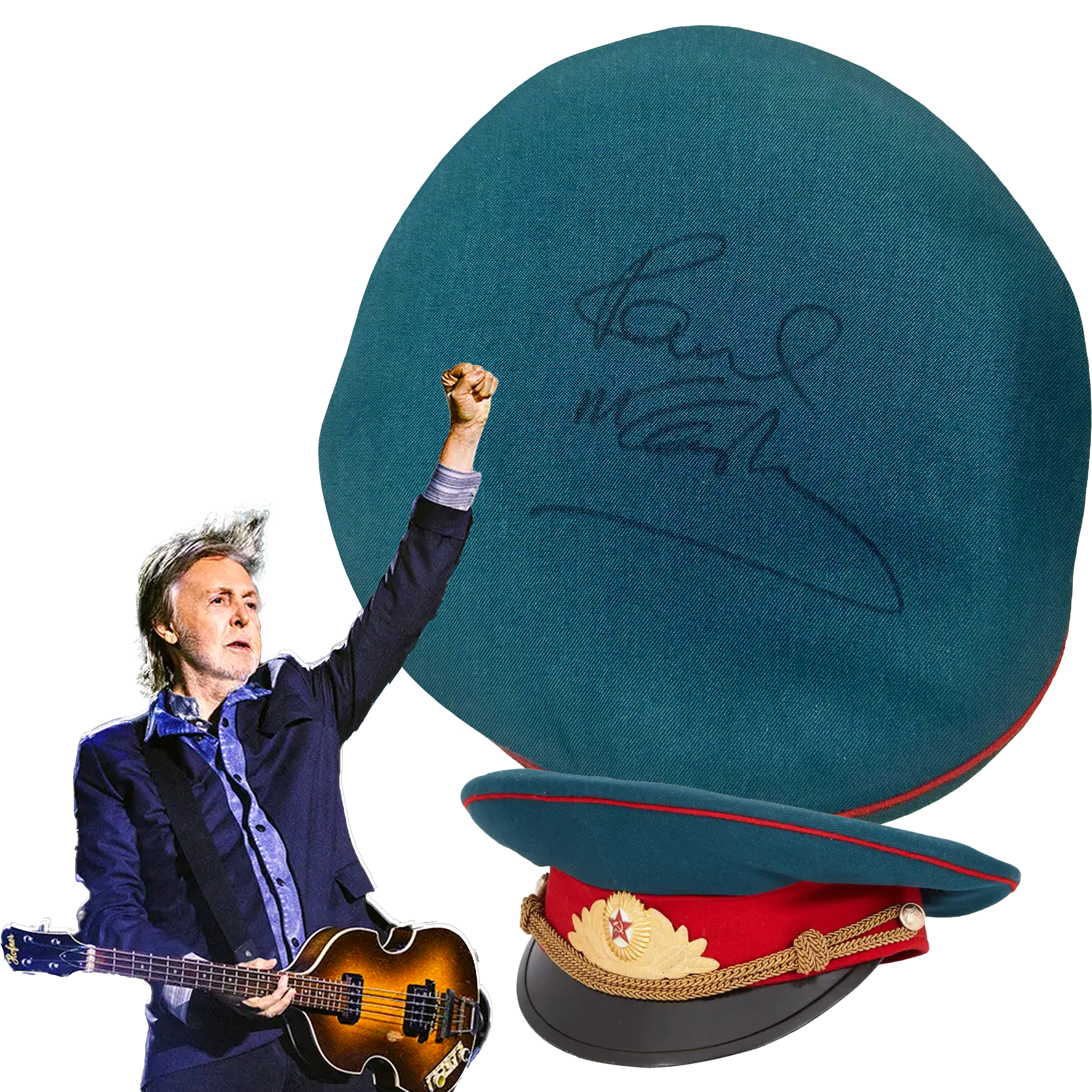 Paul McCartney Signed Soviet Military Cap, The Beatles "Back in the USSR". PSA