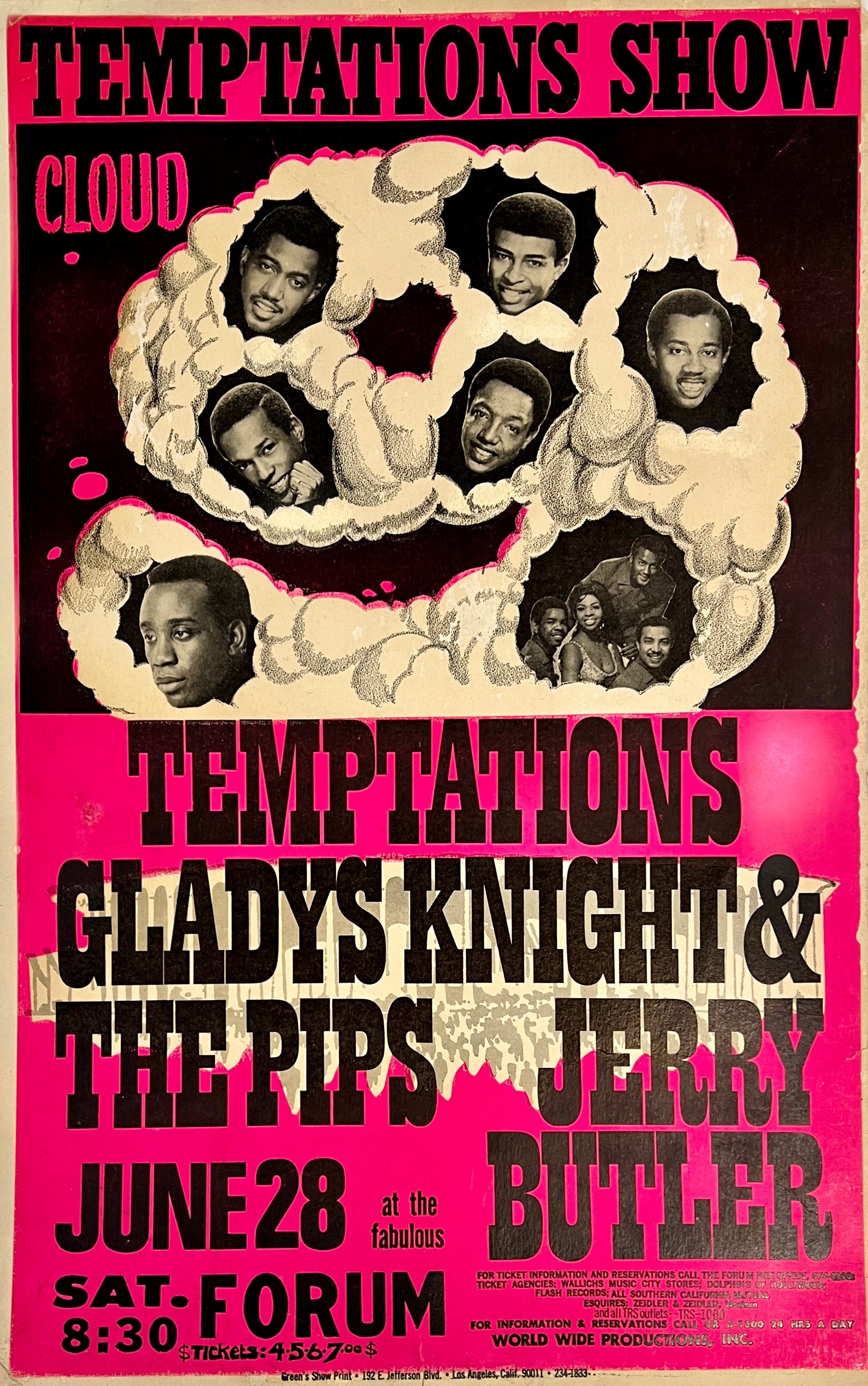 Original 1969 Temptations Concert Poster