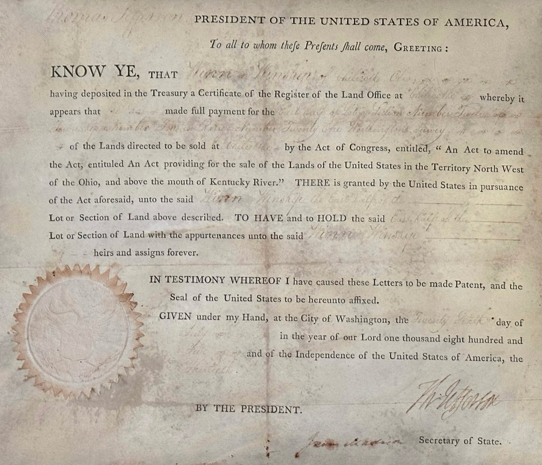 Thomas Jefferson Signed Presidential Document