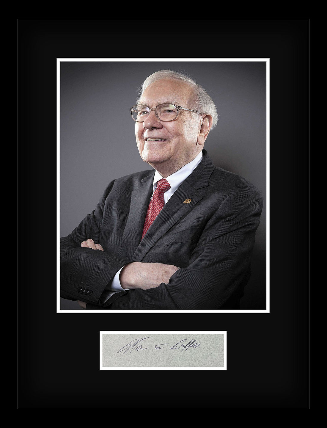 Warren Buffett Signed Autograph Display. Auto JSA
