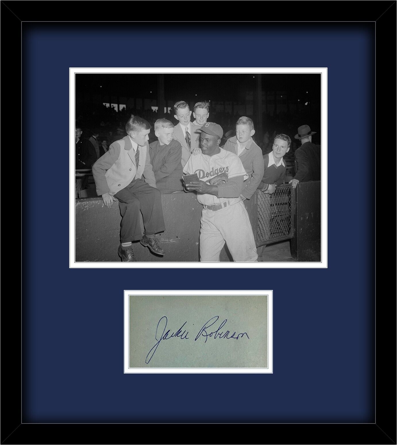 Jackie Robinson Signed Autograph Album Cut Framed Brooklyn Dodgers Auto PSA LOA