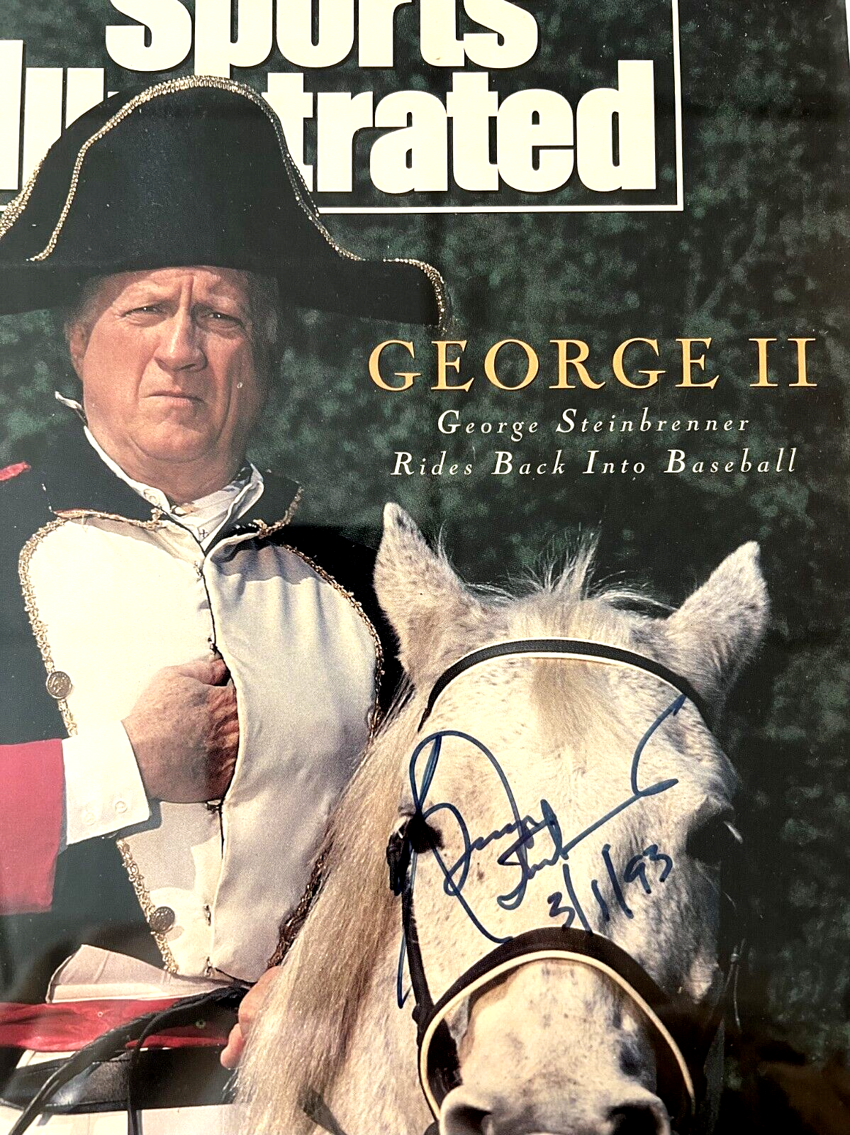 George Steinbrenner Signed Sports Illustrated, The Boss Custom Framed. Auto JSA