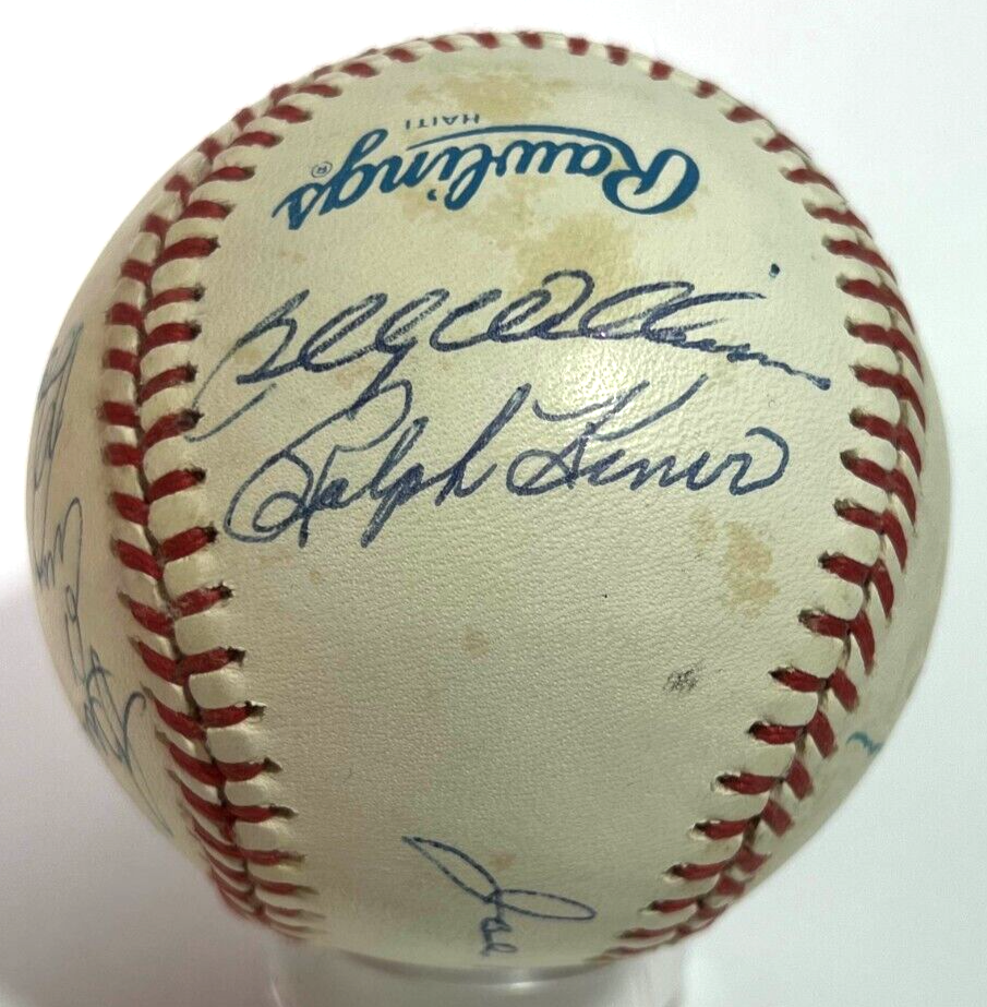 Hall of Fame Multi Signed Baseball. 11 Autographs Spahn Berra Kaline Kiner Sewell, JSA