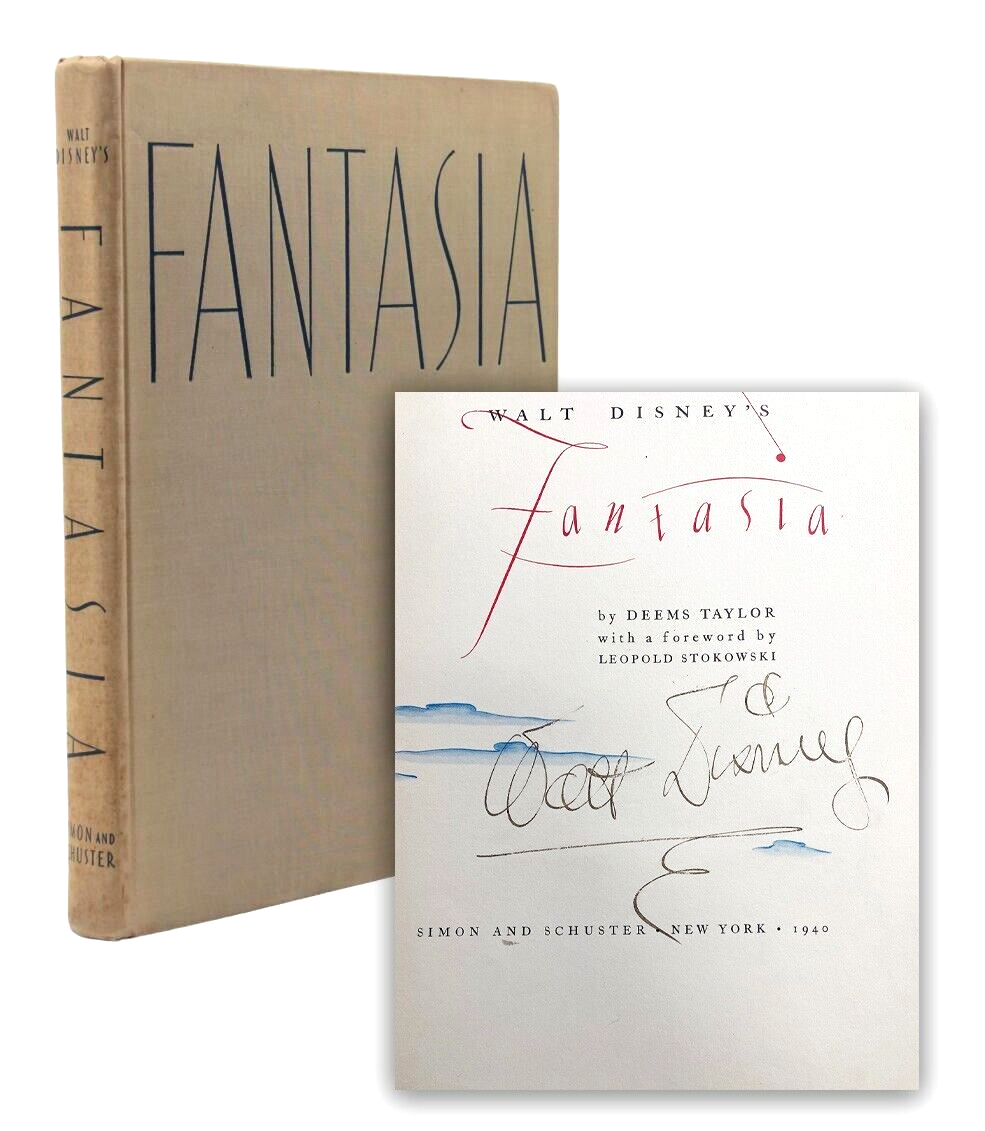 Rare WALT DISNEY Signed Fantasia Book Large Autograph Signature. JSA LOA